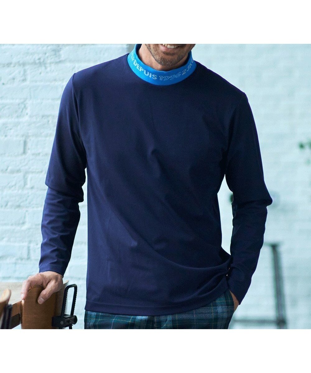 【23区 ゴルフ/23区GOLF / MEN】の【MEN/EC限定】【吸水速乾/UVケア】リブ襟 モックネックシャツ インテリア・キッズ・メンズ・レディースファッション・服の通販 founy(ファニー) 　ファッション　Fashion　メンズファッション　Fashion for Men　トップス・カットソー　Cut & Sew Tops　メンズシャツ　Shirts　インナー　Innerwear　カットソー　Cut and Sewn Top　スウィング　Swing, Flare Movement　スポーティ　Sporty, Casual Athletic　吸水　Absorbent, Quick-Dry　A/W・秋冬　Autumn/Winter　ネイビー系|ID: prp329100004722756 ipo3291000000034134226