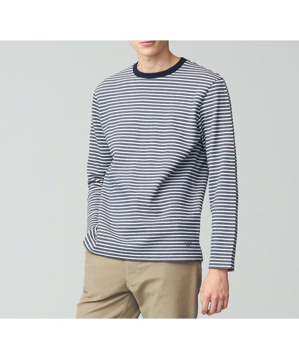 【ジェイ プレス/J.PRESS / MEN】のソフトWフェイス ボーダーロングTシャツ インテリア・キッズ・メンズ・レディースファッション・服の通販 founy(ファニー) 　ファッション　Fashion　メンズファッション　Fashion for Men　トップス・カットソー　Cut & Sew Tops　メンズシャツ　Shirts　ロングTシャツ・Tシャツ / 着回し力抜群　Longline T-Shirts & Tees　カットソー　Cut and Sewn Top　ジャケット　Jacket, Outerwear　ダブル　Double, Double-Breasted　フィット　Fit, Slim Fit　フェイス　Face, Facial Design　ボーダー　Border, Stripe　無地　Plain, Solid Color　レギュラー　Regular, Standard Fit　ロング　Long, Long-Length　A/W・秋冬　Autumn/Winter　ネイビー系7|ID: prp329100004722761 ipo3291000000034134242