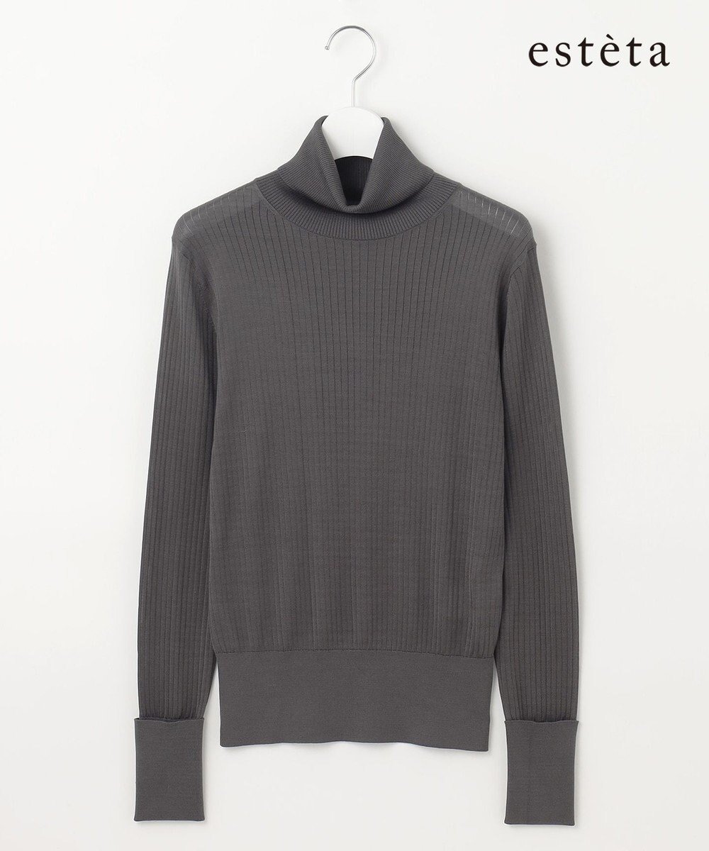 【23区/NIJYUSANKU】の【エステータ】シルクリブ タートルニット インテリア・キッズ・メンズ・レディースファッション・服の通販 founy(ファニー) 　ファッション　Fashion　レディースファッション　Fashion for Women　トップス・カットソー　Cut & Sew Tops　ニット　Knit Tops & Sweaters　シルク　Silk, 100% Silk　ストレッチ　Stretch, Stretchy Fabric　スリット　Slit, Slit Detail　セーター　Sweater, Knitwear　雑誌　Magazine, Fashion Magazine　タートル　Turtleneck, Turtle Collar　タートルネック　Turtleneck, High Neck　ワイドリブ　Wide Rib, Wide Ribbed Knit　A/W・秋冬　Autumn/Winter　冬　Winter / This Winter　エレガント 上品　Elegant　グレー系|ID: prp329100004722806 ipo3291000000034134390