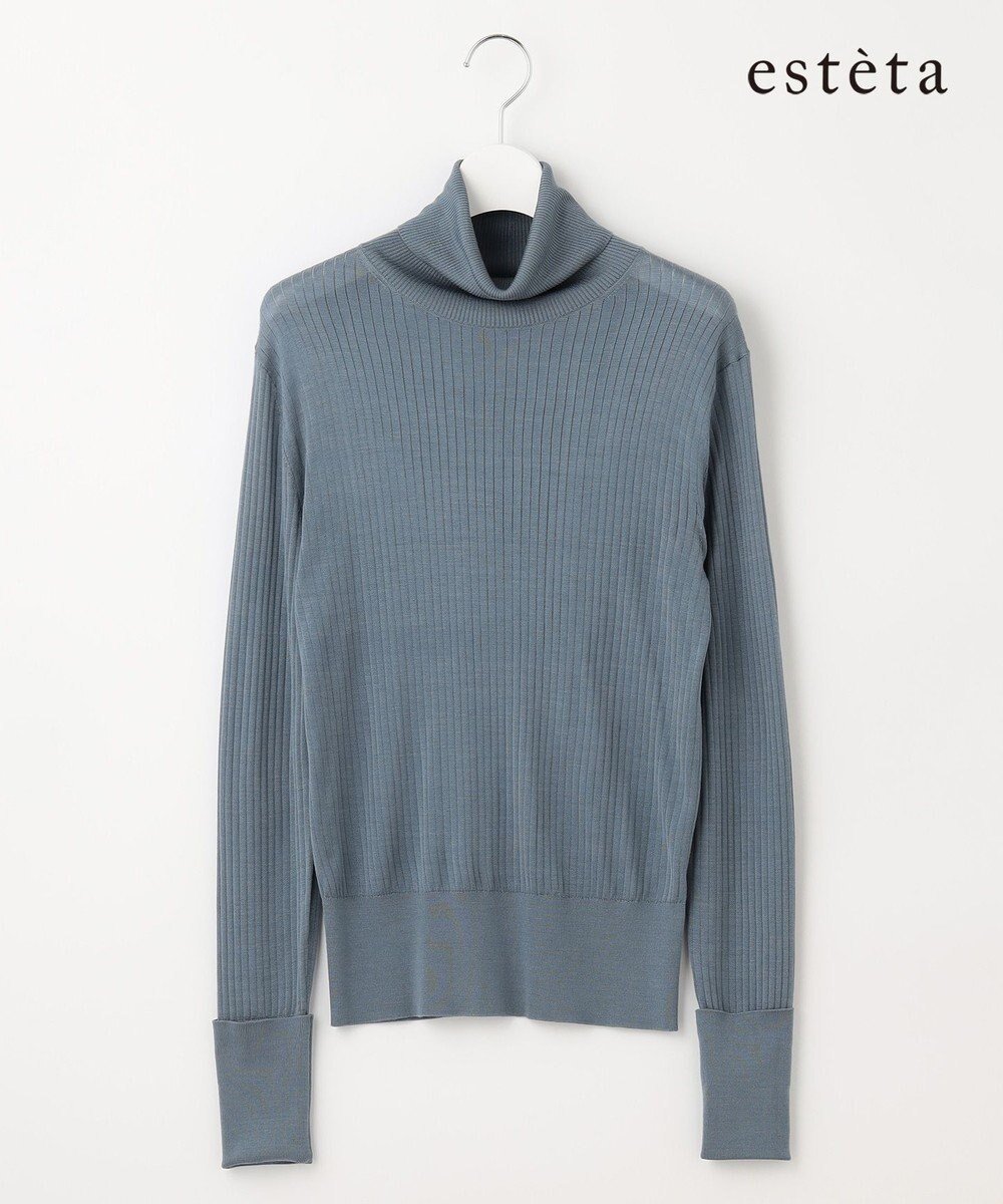 【23区/NIJYUSANKU】の【エステータ】シルクリブ タートルニット インテリア・キッズ・メンズ・レディースファッション・服の通販 founy(ファニー) 　ファッション　Fashion　レディースファッション　Fashion for Women　トップス・カットソー　Cut & Sew Tops　ニット　Knit Tops & Sweaters　シルク　Silk, 100% Silk　ストレッチ　Stretch, Stretchy Fabric　スリット　Slit, Slit Detail　セーター　Sweater, Knitwear　雑誌　Magazine, Fashion Magazine　タートル　Turtleneck, Turtle Collar　タートルネック　Turtleneck, High Neck　ワイドリブ　Wide Rib, Wide Ribbed Knit　A/W・秋冬　Autumn/Winter　冬　Winter / This Winter　エレガント 上品　Elegant　スチールブルー系|ID: prp329100004722806 ipo3291000000034134391
