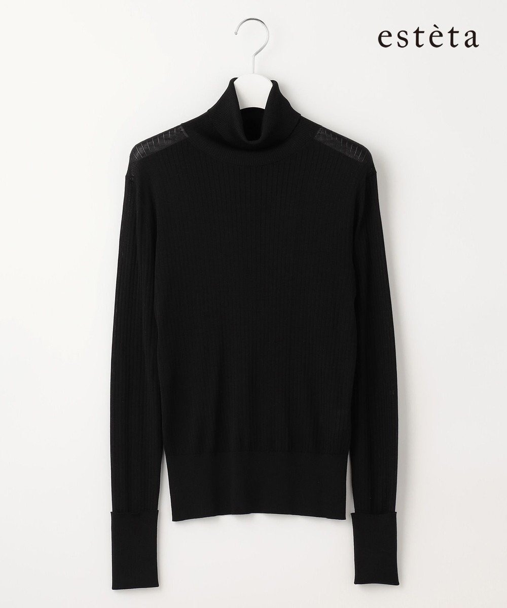 【23区/NIJYUSANKU】の【エステータ】シルクリブ タートルニット インテリア・キッズ・メンズ・レディースファッション・服の通販 founy(ファニー) 　ファッション　Fashion　レディースファッション　Fashion for Women　トップス・カットソー　Cut & Sew Tops　ニット　Knit Tops & Sweaters　シルク　Silk, 100% Silk　ストレッチ　Stretch, Stretchy Fabric　スリット　Slit, Slit Detail　セーター　Sweater, Knitwear　雑誌　Magazine, Fashion Magazine　タートル　Turtleneck, Turtle Collar　タートルネック　Turtleneck, High Neck　ワイドリブ　Wide Rib, Wide Ribbed Knit　A/W・秋冬　Autumn/Winter　冬　Winter / This Winter　エレガント 上品　Elegant　ブラック系|ID: prp329100004722806 ipo3291000000034134394