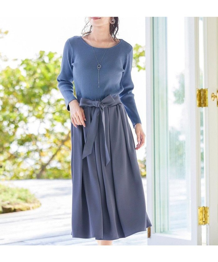 【ティアクラッセ/Tiaclasse】の【洗える】異素材を組み合わせたミモレ丈リブコンビワンピース インテリア・キッズ・メンズ・レディースファッション・服の通販 founy(ファニー) https://founy.com/ ファッション Fashion レディースファッション Fashion for Women ワンピース Dresses ニットワンピース Knit Dresses ウォッシャブル Machine Washable 春 Spring 洗える Machine Washable 秋 Autumn コンパクト Compact, Small Size チュニック Tunic, Long Top ドッキング Docking, Mixed Material 長袖 Long Sleeve, Full Sleeve フィット Fit, Slim Fit フレア Flare, Flared 冬 Winter / This Winter A/W・秋冬 Autumn/Winter S/S・春夏 SS, Spring/Summer, Warm Season 再入荷 Restock / Back in Stock 夏 Summer エレガント 上品 Elegant 新作・新入荷 New Arrivals / New In |ID: prp329100004722821 ipo3291000000034767553