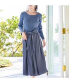 【ティアクラッセ/Tiaclasse】の【洗える】異素材を組み合わせたミモレ丈リブコンビワンピース ブルー×ブルー|ID: prp329100004722821 ipo3291000000034767554