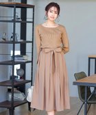 【ティアクラッセ/Tiaclasse】の【洗える】異素材を組み合わせたミモレ丈リブコンビワンピース ベージュ×ベージュ|ID: prp329100004722821 ipo3291000000034767555