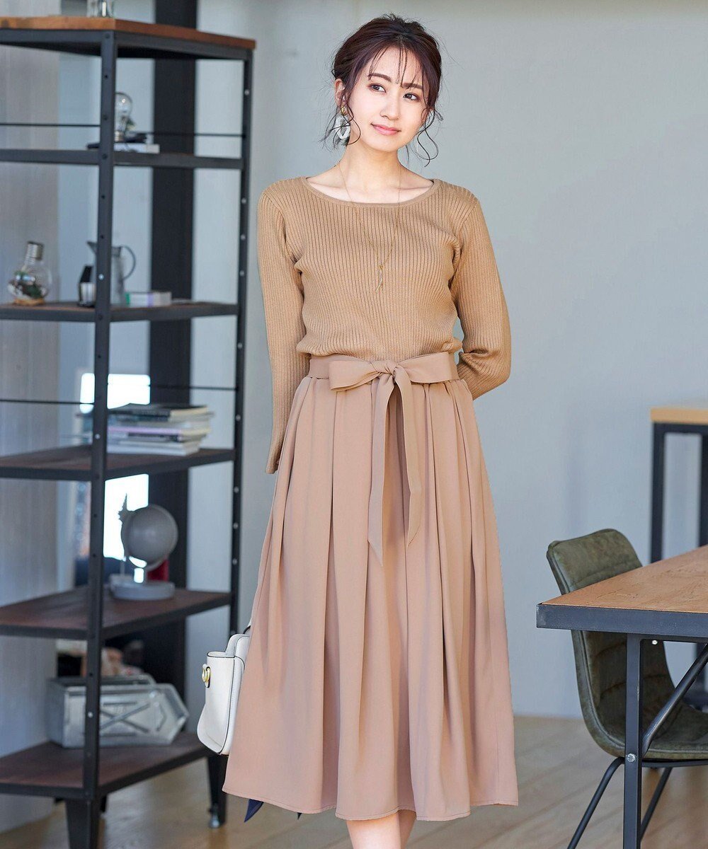 【ティアクラッセ/Tiaclasse】の【洗える】異素材を組み合わせたミモレ丈リブコンビワンピース インテリア・キッズ・メンズ・レディースファッション・服の通販 founy(ファニー) ファッション Fashion レディースファッション Fashion for Women ワンピース Dresses ニットワンピース Knit Dresses ウォッシャブル Machine Washable 春 Spring 洗える Machine Washable 秋 Autumn コンパクト Compact, Small Size チュニック Tunic, Long Top ドッキング Docking, Mixed Material 長袖 Long Sleeve, Full Sleeve フィット Fit, Slim Fit フレア Flare, Flared 冬 Winter / This Winter A/W・秋冬 Autumn/Winter S/S・春夏 SS, Spring/Summer, Warm Season 再入荷 Restock / Back in Stock 夏 Summer エレガント 上品 Elegant 新作・新入荷 New Arrivals / New In ベージュ×ベージュ|ID: prp329100004722821 ipo3291000000034767555