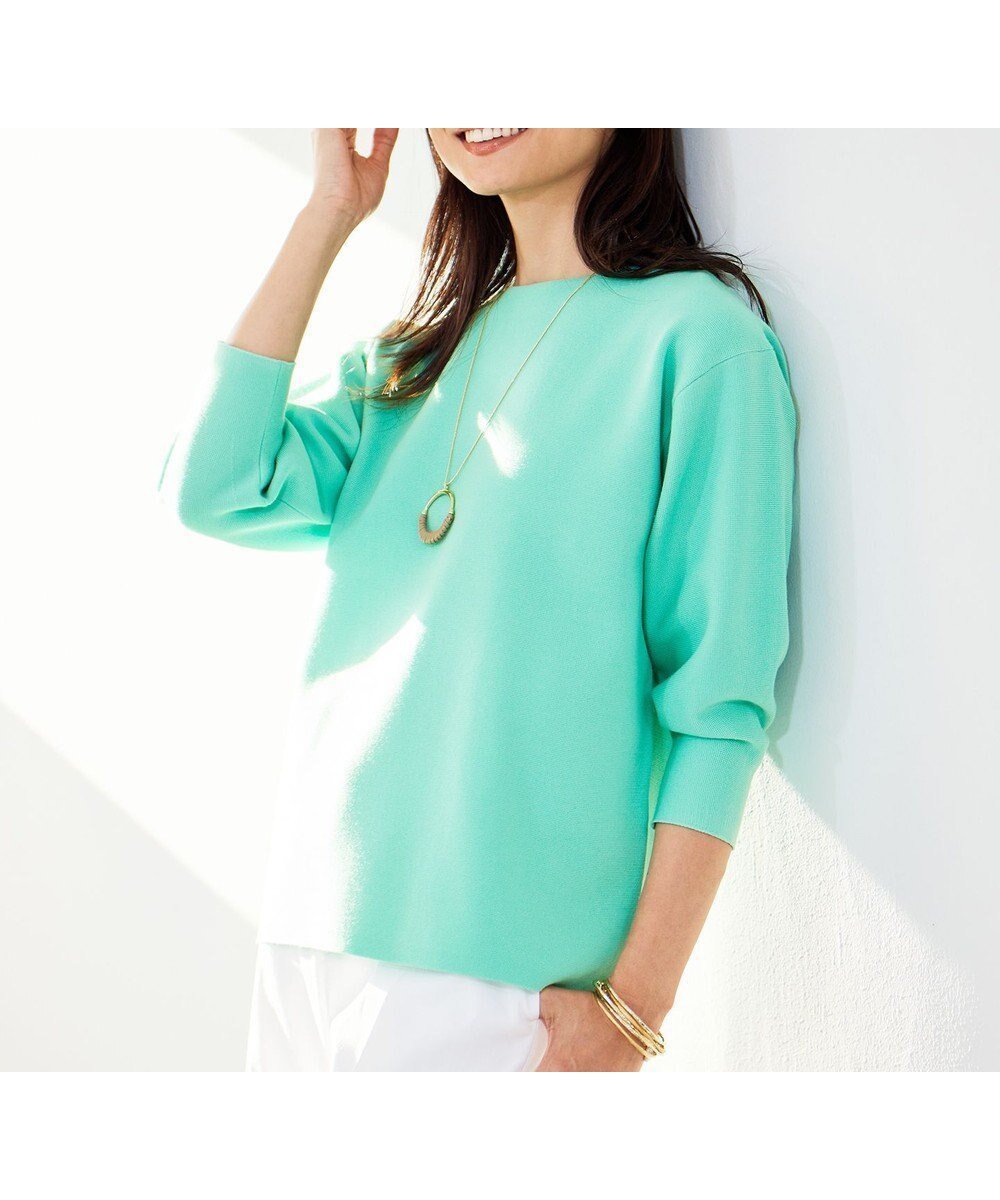 【自由区/JIYU-KU】の【WEB限定カラーあり・洗える】ドライコットンハイゲージプルオーバー ニット インテリア・キッズ・メンズ・レディースファッション・服の通販 founy(ファニー)  ファッション Fashion レディースファッション Fashion for Women トップス・カットソー Cut & Sew Tops ニット Knit Tops & Sweaters カジュアルプルオーバー・ニットトップス Pullovers & Knit Tops / Casual Pullovers セーター Sweater, Knitwear ベーシック Basic, Essential ボーダー Border, Stripe ミラノ Milano Style, Italian-Inspired ミラノリブ Milano Rib, Milano Stitch エレガント 上品 Elegant 夏 Summer 春 Spring S/S・春夏 SS, Spring/Summer, Warm Season 洗える Machine Washable グリーン|ID: prp329100004724964 ipo3291000000034365438