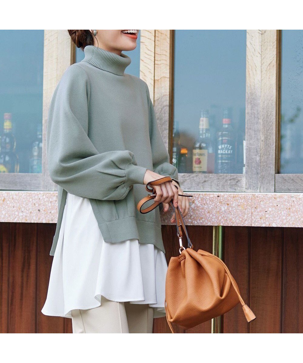 【ティアクラッセ/Tiaclasse】の【洗える】コンビフレアニットトップス インテリア・キッズ・メンズ・レディースファッション・服の通販 founy(ファニー) ファッション Fashion レディースファッション Fashion for Women トップス・カットソー Cut & Sew Tops ニット Knit Tops & Sweaters インナー Innerwear ウォッシャブル Machine Washable 春 Spring 洗える Machine Washable 秋 Autumn コンビ Combo, Combination Style スリーブ Sleeve, Long Sleeve / Short Sleeve セーター Sweater, Knitwear タートルネック Turtleneck, High Neck チュニック Tunic, Long Top 長袖 Long Sleeve, Full Sleeve フェミニン Feminine, Girly フレア Flare, Flared ポケット Pocket, Pocket Detail ロング Long, Long-Length 冬 Winter / This Winter A/W・秋冬 Autumn/Winter エレガント 上品 Elegant ミント|ID: prp329100004724966 ipo3291000000034505257