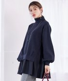 【ティアクラッセ/Tiaclasse】の【洗える】コンビフレアニットトップス ネイビー|ID: prp329100004724966 ipo3291000000034505258