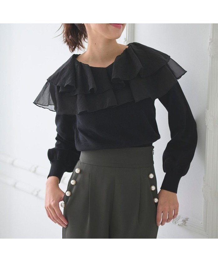 【フェルゥ/Feroux】の【洗える】ラッフルコンビ ニット インテリア・キッズ・メンズ・レディースファッション・服の通販 founy(ファニー) https://founy.com/ ファッション Fashion レディースファッション Fashion for Women トップス・カットソー Cut & Sew Tops ニット Knit Tops & Sweaters おすすめ Recommended / Our Picks コンビ Combo, Combination Style セーター Sweater, Knitwear デコルテ Décolleté, Neckline フェミニン Feminine, Girly マーメイド Mermaid, Fishtail Silhouette ラッフル Ruffle, Frill 洗える Machine Washable A/W・秋冬 Autumn/Winter |ID: prp329100004724970 ipo3291000000034311587