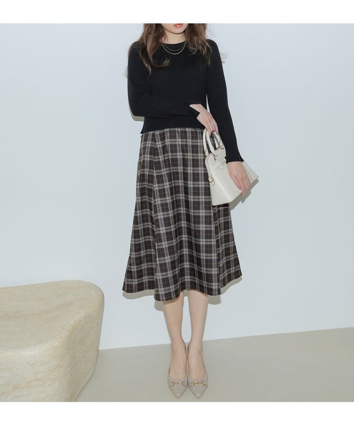 【エニィ スィス/any SiS】のドッキングニット ワンピース インテリア・キッズ・メンズ・レディースファッション・服の通販 founy(ファニー) https://founy.com/ ファッション Fashion レディースファッション Fashion for Women ワンピース Dresses ニットワンピース Knit Dresses ウォッシャブル Machine Washable スリット Slit, Slit Detail チェック Check, Plaid, Tartan ドッキング Docking, Mixed Material フレア Flare, Flared エレガント 上品 Elegant 新作・新入荷 New Arrivals / New In A/W・秋冬 Autumn/Winter |ID: prp329100004725013 ipo3291000000034426141