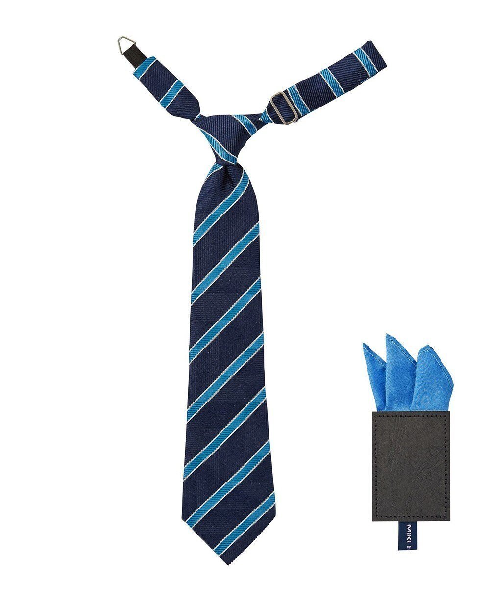【ミキハウスホットビスケッツ/MIKI HOUSE HOT BISCUITS / KIDS】の【ミキハウス】 ストライプ柄ネクタイ(ポケットチーフ付) インテリア・キッズ・メンズ・レディースファッション・服の通販 founy(ファニー) ファッション Fashion キッズファッション Fashion for Kids ストライプ Stripe, Striped Pattern スーツ Suit, Formalwear ポケット Pocket, Pocket Detail 紺|ID: prp329100004725106 ipo3291000000034242035