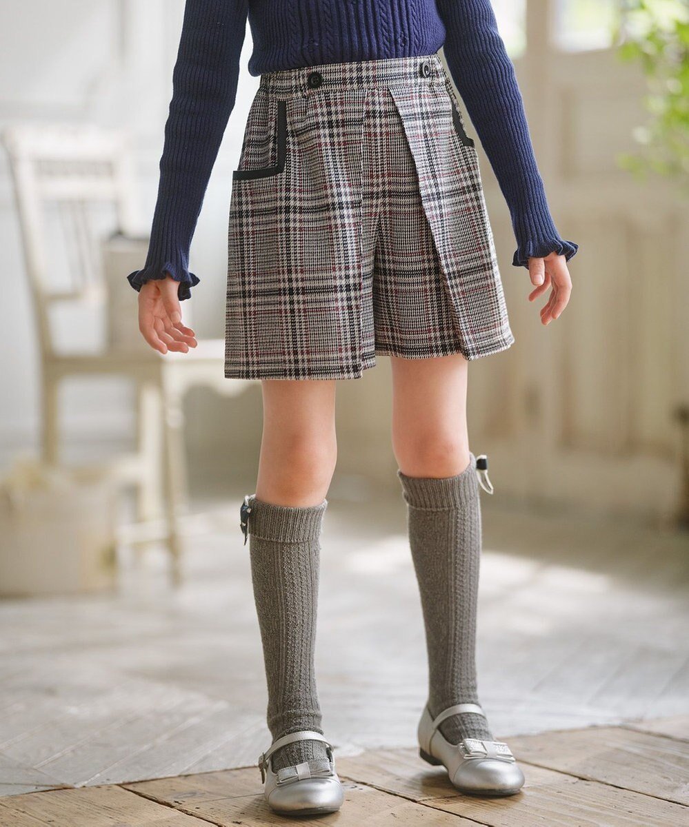 【組曲 / KIDS/KUMIKYOKU】の【110-140㎝】レディチェック キュロット インテリア・キッズ・メンズ・レディースファッション・服の通販 founy(ファニー) ファッション Fashion キッズファッション Fashion for Kids ボトムス Bottoms カットジャガード Cut Jacquard キュロット Culottes, Wide Shorts クラシック Classic, Timeless Style ショート Short, Short Length タイツ Tights, Legwear チェック Check, Plaid, Tartan フェミニン Feminine, Girly フロント Front, Front Design ポケット Pocket, Pocket Detail モノトーン Monotone, Black and White 無地 Plain, Solid Color A/W・秋冬 Autumn/Winter モノトーン|ID: prp329100004725111 ipo3291000000034144443