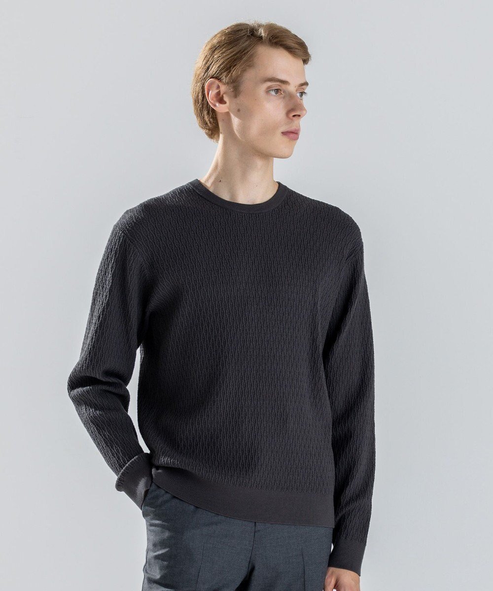 【ジョゼフ オム/JOSEPH HOMME / MEN】の新柄【イージーケア】 ヴィスコースリンクス クルーネックニット インテリア・キッズ・メンズ・レディースファッション・服の通販 founy(ファニー) 　ファッション　Fashion　メンズファッション　Fashion for Men　トップス・カットソー　Cut & Sew Tops　ニット・セーター / 定番トップス　Knit Tops & Sweaters　シンプル　Simple, Minimal　セーター　Sweater, Knitwear　フィット　Fit, Slim Fit　レギュラー　Regular, Standard Fit　ロング　Long, Long-Length　A/W・秋冬　Autumn/Winter　長袖　Long Sleeve, Full Sleeve　グレー系|ID: prp329100004725176 ipo3291000000034243622
