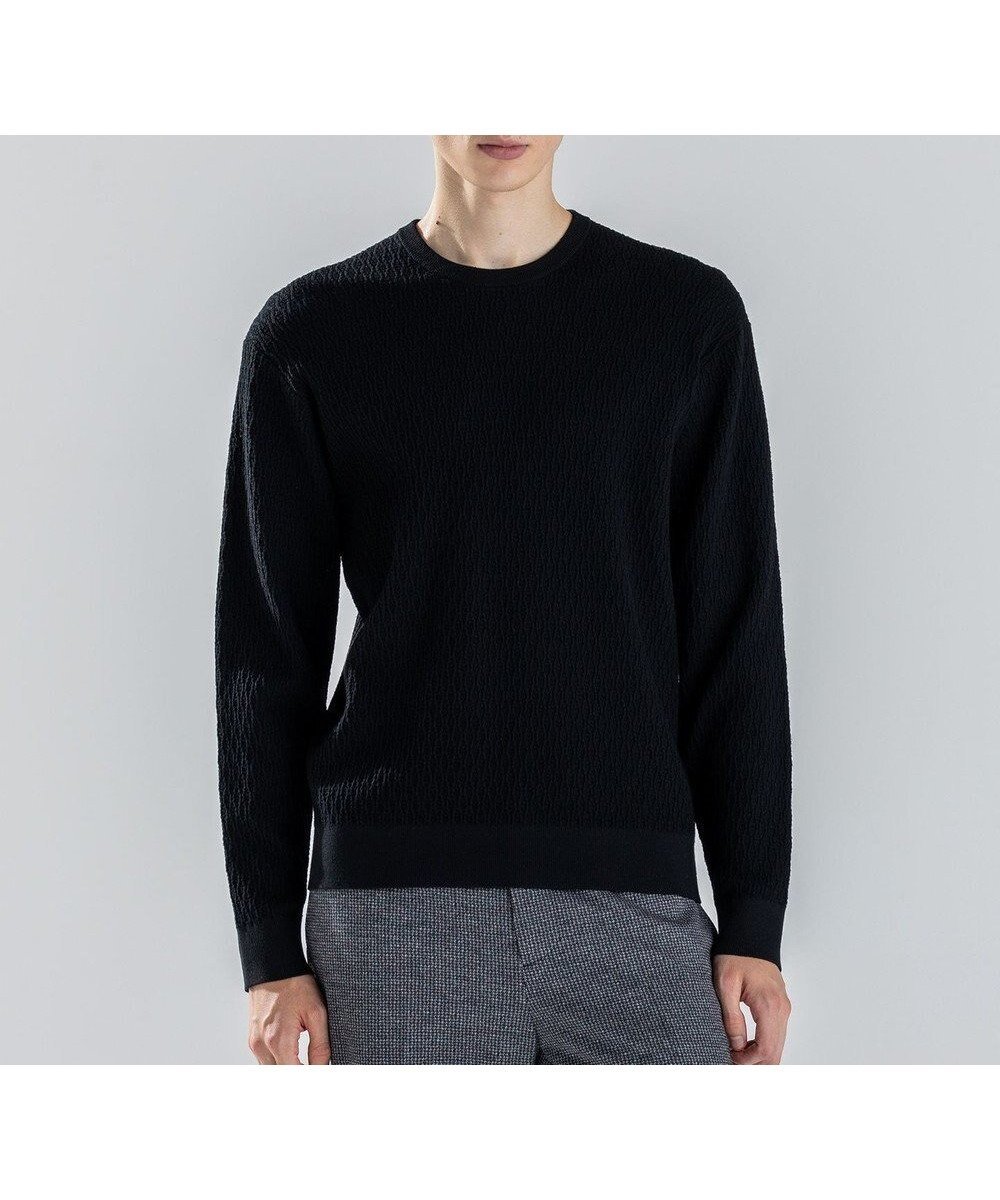 【ジョゼフ オム/JOSEPH HOMME / MEN】の新柄【イージーケア】 ヴィスコースリンクス クルーネックニット インテリア・キッズ・メンズ・レディースファッション・服の通販 founy(ファニー) 　ファッション　Fashion　メンズファッション　Fashion for Men　トップス・カットソー　Cut & Sew Tops　ニット・セーター / 定番トップス　Knit Tops & Sweaters　シンプル　Simple, Minimal　セーター　Sweater, Knitwear　フィット　Fit, Slim Fit　レギュラー　Regular, Standard Fit　ロング　Long, Long-Length　A/W・秋冬　Autumn/Winter　長袖　Long Sleeve, Full Sleeve　ブラック系|ID: prp329100004725176 ipo3291000000034243623