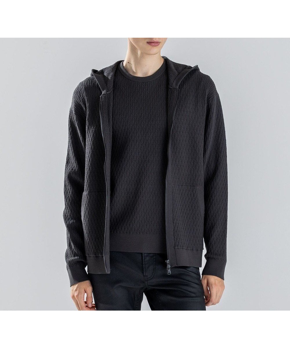 【ジョゼフ オム/JOSEPH HOMME / MEN】の新柄【イージーケア】 ヴィスコースリンクス ジップアップニットフーディー インテリア・キッズ・メンズ・レディースファッション・服の通販 founy(ファニー) 　ファッション　Fashion　メンズファッション　Fashion for Men　トップス・カットソー　Cut & Sew Tops　ニット・セーター / 定番トップス　Knit Tops & Sweaters　セーター　Sweater, Knitwear　フロント　Front, Front Design　ベーシック　Basic, Essential　ポケット　Pocket, Pocket Detail　ロング　Long, Long-Length　A/W・秋冬　Autumn/Winter　グレー系|ID: prp329100004725178 ipo3291000000034243630