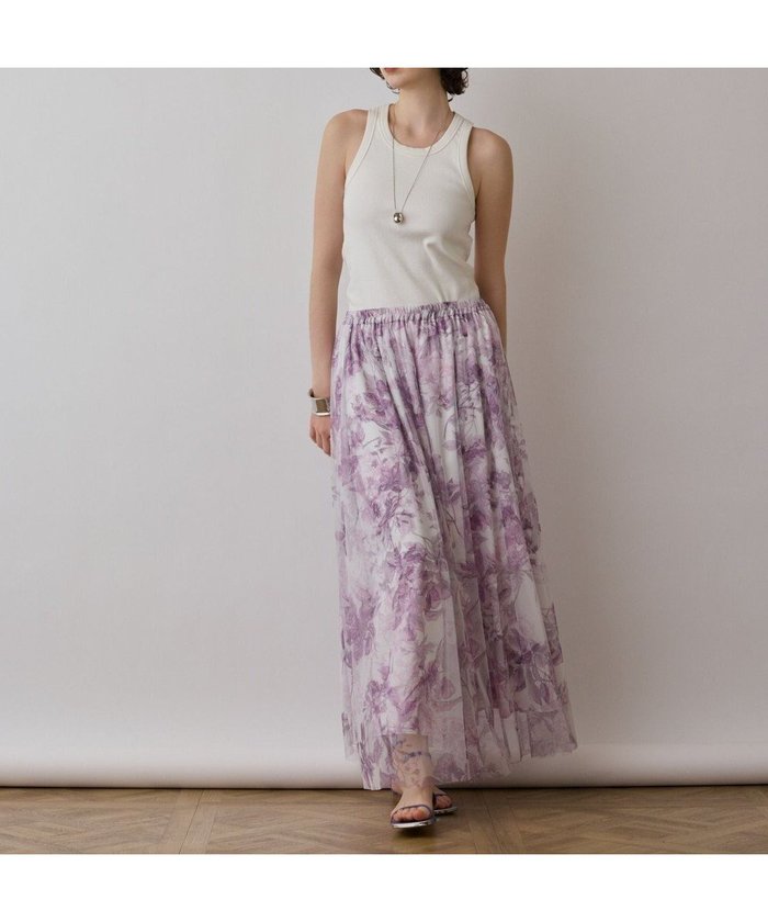 【グレース コンチネンタル/GRACE CONTINENTAL】のシャドーフラワープリントスカート インテリア・キッズ・メンズ・レディースファッション・服の通販 founy(ファニー) https://founy.com/ ファッション Fashion レディースファッション Fashion for Women スカート Skirts シアー Sheer, See-Through チュール Tulip, Tulip Motif ツイル Twist, Twisted Detail パターン Pattern, Design Print フェミニン Feminine, Girly フラワー Flower, Floral プリント Print, Printed Pattern リラックス Relax, Relaxed Fit ロング Long, Long-Length 夏 Summer 春 Spring S/S・春夏 SS, Spring/Summer, Warm Season |ID: prp329100004725233 ipo3291000000034144889