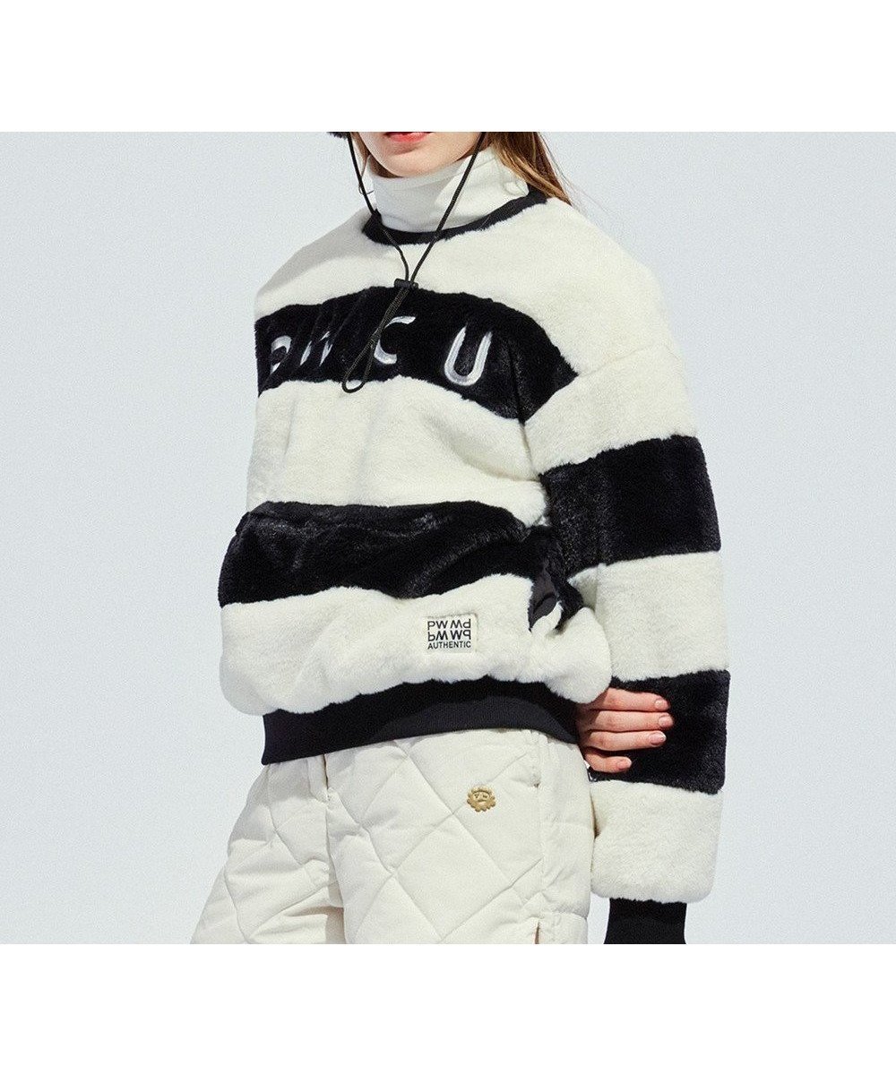 【ピーダブリュサーキュラス/PW CIRCULUS】の【ふわもこあったか/防寒/裏地付】【WOMEN】ボーダーフェイクファープルオーバー インテリア・キッズ・メンズ・レディースファッション・服の通販 founy(ファニー) ファッション Fashion レディースファッション Fashion for Women ゴルフ Golf ジャケット Jacket, Outerwear フェイクファー Faux Fur, Imitation Fur ブルゾン Blouson, Bomber Jacket 冬 Winter / This Winter A/W・秋冬 Autumn/Winter 防寒 Cold Protection, Winter-Ready ブラック系1|ID: prp329100004725263 ipo3291000000034355217