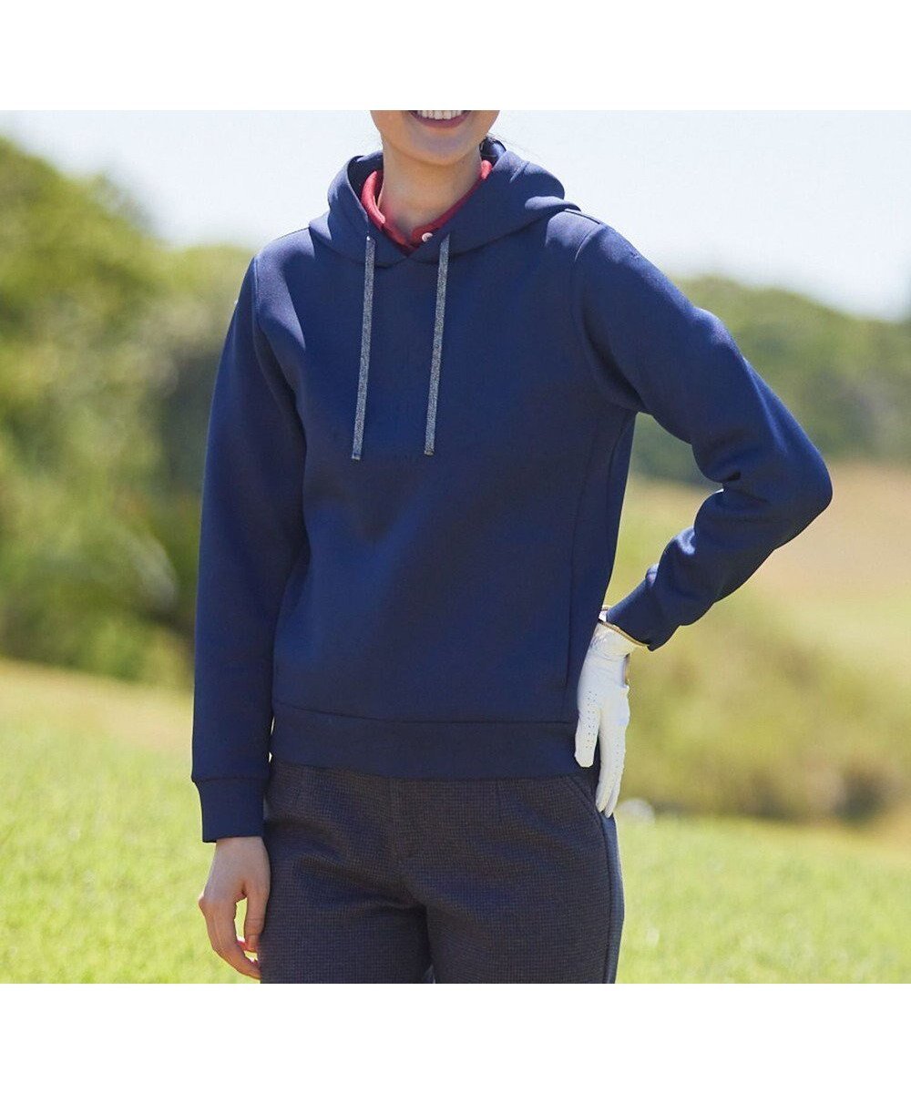 【23区 ゴルフ/NIJYUSANKU GOLF】の【WOMEN】フーディパーカー インテリア・キッズ・メンズ・レディースファッション・服の通販 founy(ファニー) ファッション Fashion レディースファッション Fashion for Women トップス・カットソー Cut & Sew Tops レディースパーカー・カジュアルフーディー Casual Hoodies & Sweatshirts スウェット・クルーネックトップス Sweatshirts & Crewnecks / Relaxed Fit Sweat Tops おすすめ Recommended / Our Picks なめらか Smooth, Silky Texture オックス Oxford Fabric スウィング Swing, Flare Movement スウェット / スエット Sweatshirt, Sweatwear センター Center, Center Line フロント Front, Front Design ワンポイント One Point, Statement Accent 無地 Plain, Solid Color A/W・秋冬 Autumn/Winter ネイビー系|ID: prp329100004725266 ipo3291000000034201830