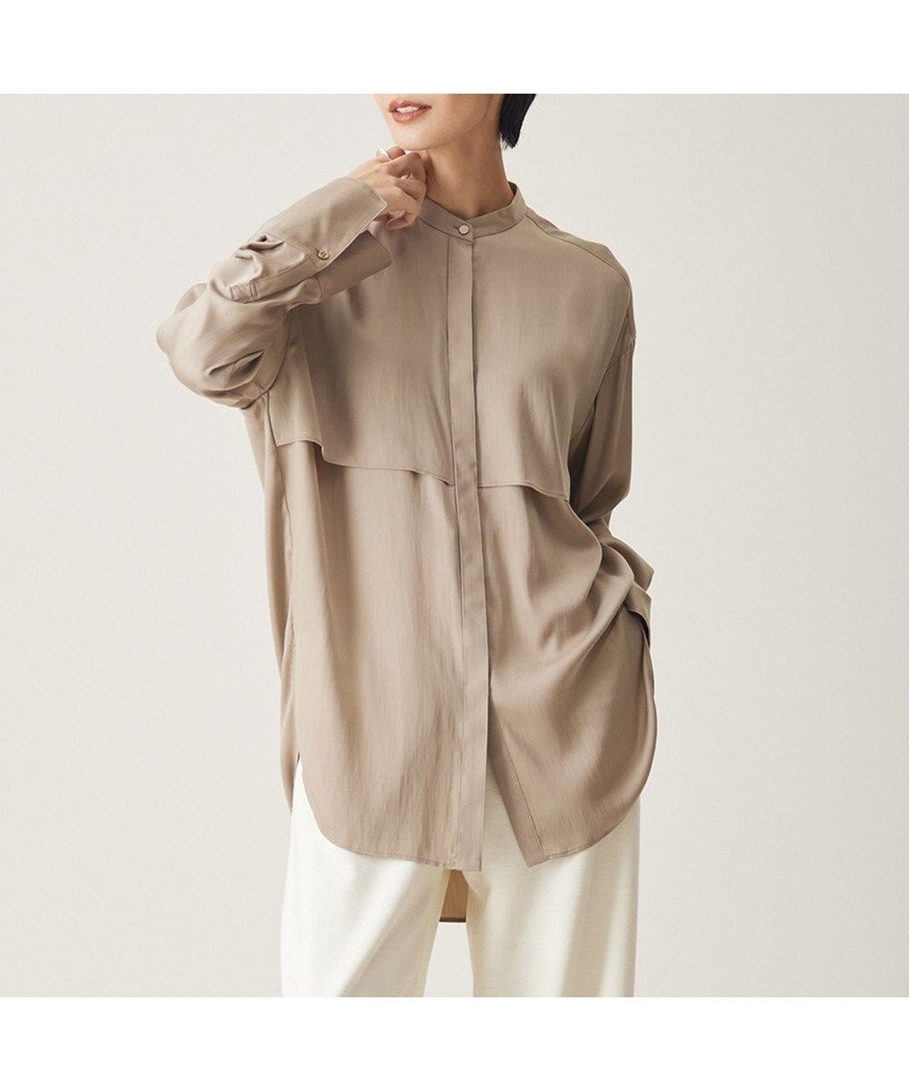 【アイシービー/iCB】の【WEB限定カラーあり・洗える】 シルキーサテン シャツブラウス インテリア・キッズ・メンズ・レディースファッション・服の通販 founy(ファニー) 　ファッション　Fashion　レディースファッション　Fashion for Women　トップス・カットソー　Cut & Sew Tops　シャツ・ブラウス・オフィスカジュアル　Elegant Blouses & Button-Ups　洗える　Machine Washable　カフス　Cuff Design　キュプラ　Cupro, Eco Fabric　サテン　Satin, Glossy Fabric　シンプル　Simple, Minimal　ヘムライン　Hemline, Bottom Cut　メタル　Metal, Metal Parts　ヨーク　Yoke, Yoke Design　A/W・秋冬　Autumn/Winter　2023年　2023　2023-2024秋冬・A/W　Autumn/Winter 2023–24 AW23–24　エレガント 上品　Elegant　モカ系[WEB限定]|ID: prp329100004725268 ipo3291000000034338122
