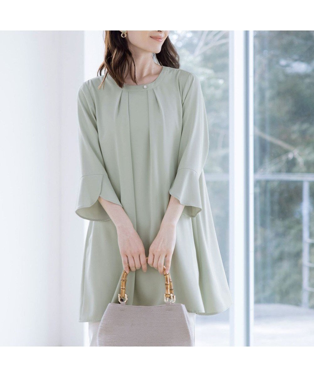 【ティアクラッセ/Tiaclasse】の【洗える】花びらスリーブチュニックブラウス インテリア・キッズ・メンズ・レディースファッション・服の通販 founy(ファニー) ファッション Fashion レディースファッション Fashion for Women トップス・カットソー Cut & Sew Tops シャツ・ブラウス・オフィスカジュアル Elegant Blouses & Button-Ups ウォッシャブル Machine Washable 春 Spring 洗える Machine Washable カーディガン Cardigan, Knitwear チュニック Tunic, Long Top フェミニン Feminine, Girly ポケット Pocket, Pocket Detail 半袖 Short Sleeve, Half Sleeve ロング Long, Long-Length A/W・秋冬 Autumn/Winter S/S・春夏 SS, Spring/Summer, Warm Season 再入荷 Restock / Back in Stock 夏 Summer 新作・新入荷 New Arrivals / New In ミント|ID: prp329100004725273 ipo3291000000034474055