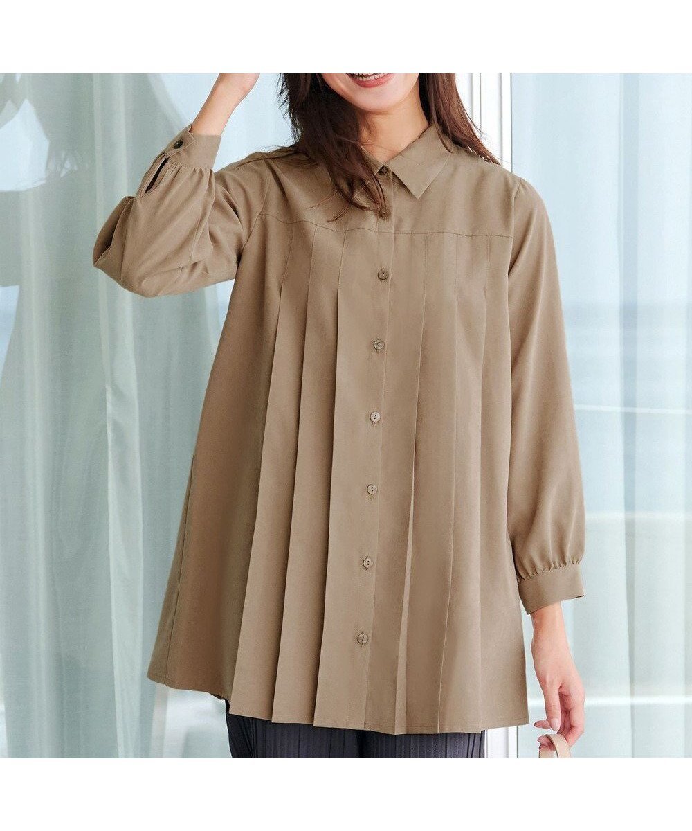 【ティアクラッセ/Tiaclasse】の【洗える】ピーチスキンプリーツシャツチュニック 人気、トレンドファッション・服の通販 founy(ファニー) 　ファッション　Fashion　レディースファッション　Fashion for Women　トップス・カットソー　Cut & Sew Tops　シャツ・ブラウス・オフィスカジュアル　Elegant Blouses & Button-Ups　アクセサリー　Fashion Accessories　エレガント 上品　Elegant　洗える　Machine Washable　秋　Autumn　カーディガン　Cardigan, Knitwear　クラシック　Classic, Timeless Style　シューズ　Shoes, Footwear　チュニック　Tunic, Long Top　ピーチ　Peach, Soft Touch　プリーツ　Pleats, Pleated　ポケット　Pocket, Pocket Detail　リラックス　Relax, Relaxed Fit　冬　Winter / This Winter　A/W・秋冬　Autumn/Winter　再入荷　Restock / Back in Stock　新作・新入荷　New Arrivals / New In　 other-1|ID: prp329100004725307 ipo3291000000034145318