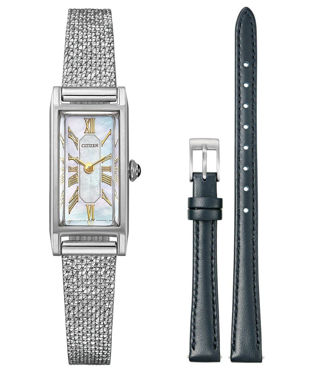 【シチズン/CITIZEN】の【替えバンド付き2way 限定モデル】電池交換不要のスリムなスクエアモデル EG7040-74D 人気、トレンドファッション・服の通販 founy(ファニー) 　ファッション　Fashion　レディースファッション　Fashion for Women　アクセサリー　Fashion Accessories　アンティーク　Antique-Inspired　腕時計　Wristwatch　ガラス　Glass, Glassware　クラシカル　Classical, Vintage-Inspired　クール　Cool, Chic　スクエア　Square, Square Shape　スマート　Smart, Elegant　スリム　Slim, Slim Fit　時計　Watch, Wristwatch　人気　Popular, Best Seller　パターン　Pattern, Design Print　メッシュ　Mesh, Net Fabric　 other-1|ID: prp329100004725338 ipo3291000000034145449