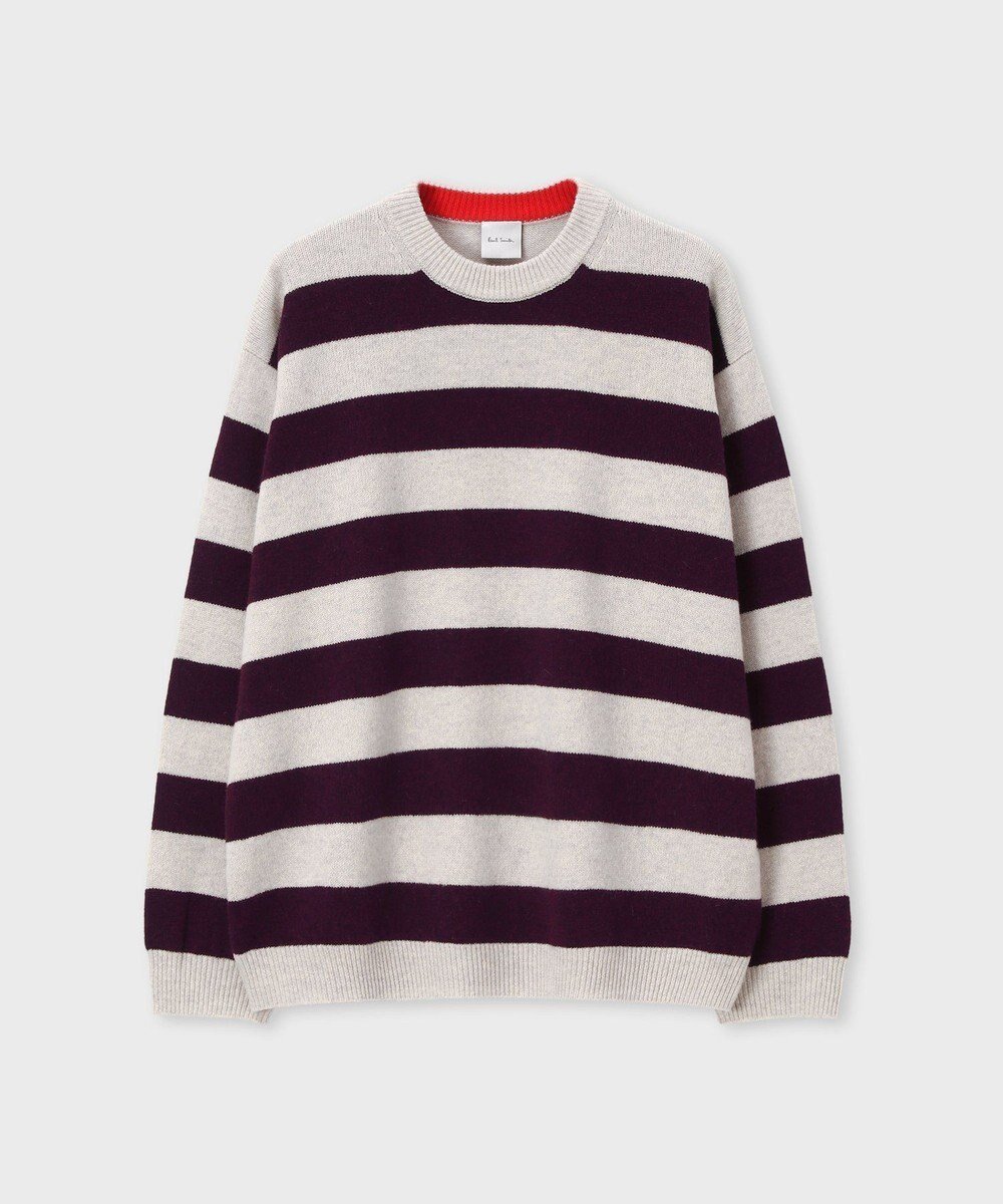 【ポール スミス/Paul Smith】のコントラスト ボーダー ニット インテリア・キッズ・メンズ・レディースファッション・服の通販 founy(ファニー) 　ファッション　Fashion　レディースファッション　Fashion for Women　トップス・カットソー　Cut & Sew Tops　ニット　Knit Tops & Sweaters　新作・新入荷　New Arrivals / New In　カットソー　Cut and Sewn Top　セーター　Sweater, Knitwear　ボーダー　Border, Stripe　リラックス　Relax, Relaxed Fit　エレガント 上品　Elegant　夏　Summer　S/S・春夏　SS, Spring/Summer, Warm Season　A/W・秋冬　Autumn/Winter　バーガンディー|ID: prp329100004725345 ipo3291000000034145469