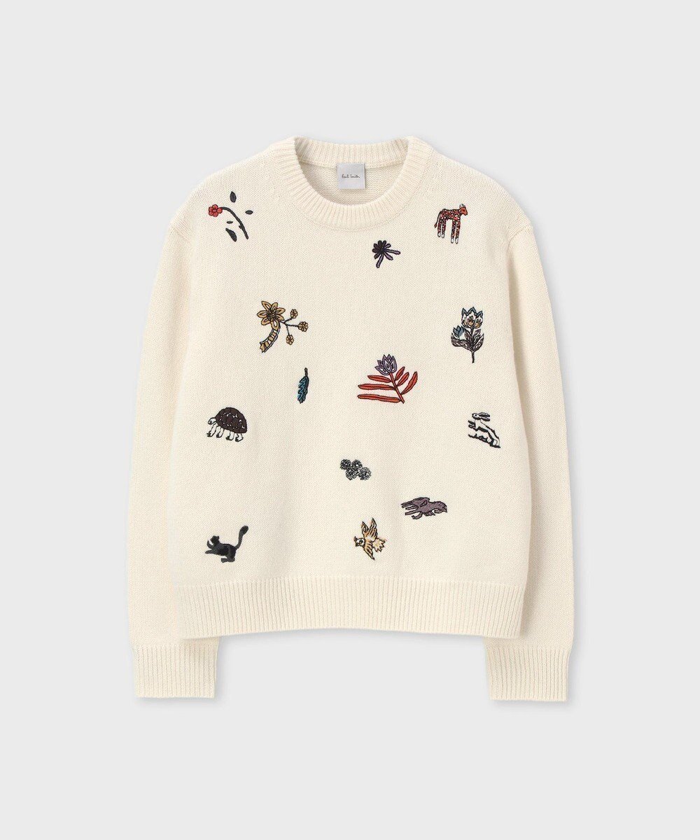 【ポール スミス/Paul Smith】のカラー エンブロイダリー クルーネック ニット インテリア・キッズ・メンズ・レディースファッション・服の通販 founy(ファニー) 　ファッション　Fashion　レディースファッション　Fashion for Women　トップス・カットソー　Cut & Sew Tops　ニット　Knit Tops & Sweaters　新作・新入荷　New Arrivals / New In　エンブロイダリー　Embroidery Design　カラフル　Colorful Design　スマート　Smart, Elegant　セーター　Sweater, Knitwear　ベーシック　Basic, Essential　モチーフ　Motif, Design Theme　冬　Winter / This Winter　夏　Summer　S/S・春夏　SS, Spring/Summer, Warm Season　A/W・秋冬　Autumn/Winter　ホワイト|ID: prp329100004725347 ipo3291000000034145473