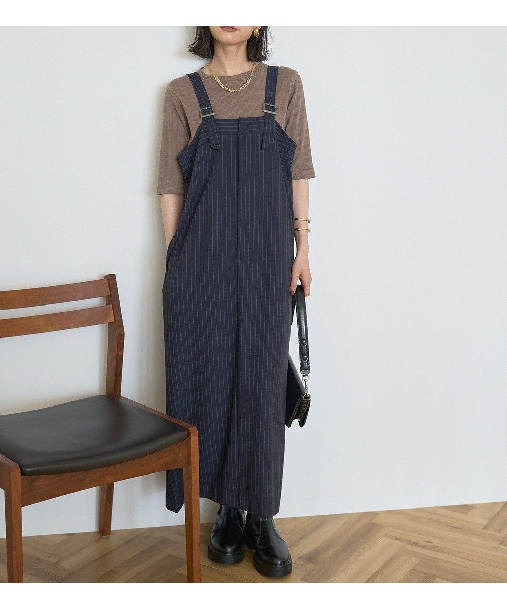 【アメリカンホリック/AMERICAN HOLIC】のストライプジャンパースカート インテリア・キッズ・メンズ・レディースファッション・服の通販 founy(ファニー) ファッション Fashion レディースファッション Fashion for Women スカート Skirts アメリカン American Style インナー Innerwear スタイリッシュ Stylish, Fashionable ストライプ Stripe, Striped Pattern ポケット Pocket, Pocket Detail メタル Metal, Metal Parts ラップ Wrap, Wrap Design A/W・秋冬 Autumn/Winter Stripe Navy|ID: prp329100004725356 ipo3291000000034145505