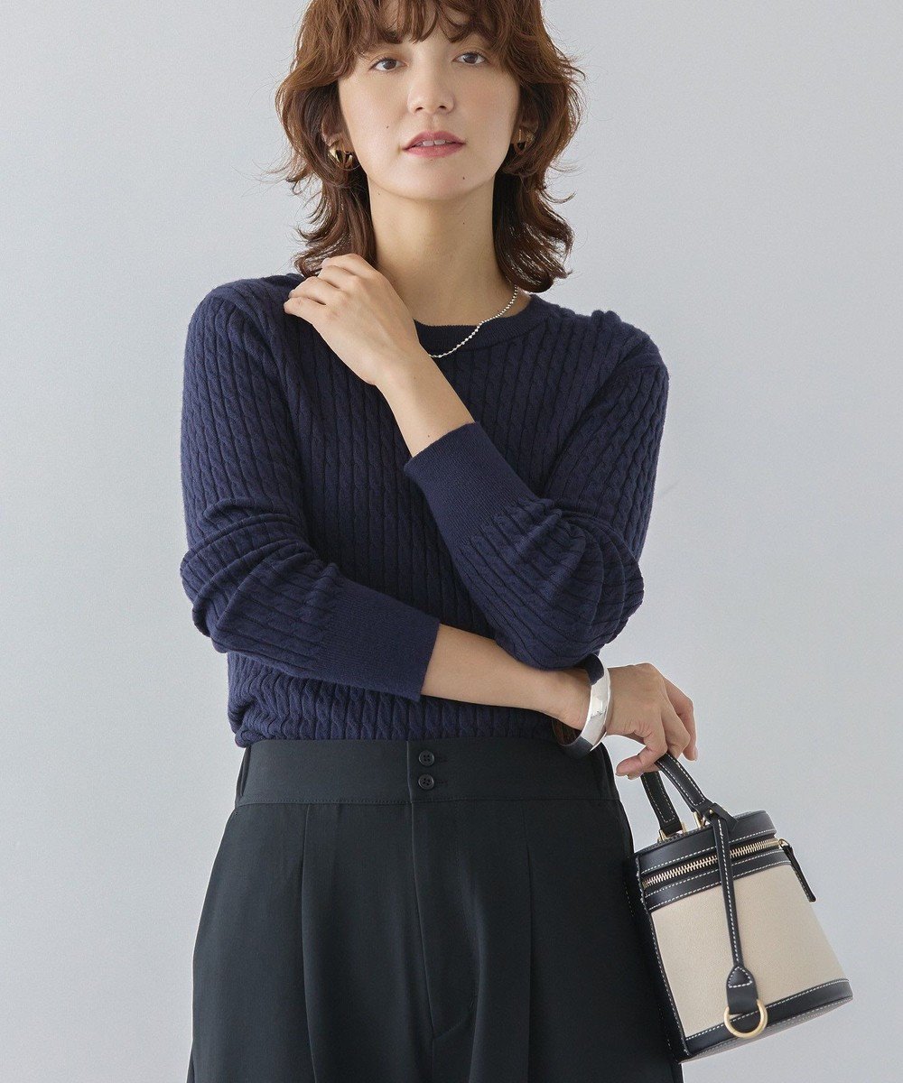 【アメリカンホリック/AMERICAN HOLIC】のミニケーブルショート丈プルオーバー インテリア・キッズ・メンズ・レディースファッション・服の通販 founy(ファニー) ファッション Fashion レディースファッション Fashion for Women トップス・カットソー Cut & Sew Tops ニット Knit Tops & Sweaters カジュアルプルオーバー・ニットトップス Pullovers & Knit Tops / Casual Pullovers コンパクト Compact, Small Size セーター Sweater, Knitwear デニム Denim, Jeans Material フェミニン Feminine, Girly ポケット Pocket, Pocket Detail A/W・秋冬 Autumn/Winter Navy|ID: prp329100004725366 ipo3291000000034244142