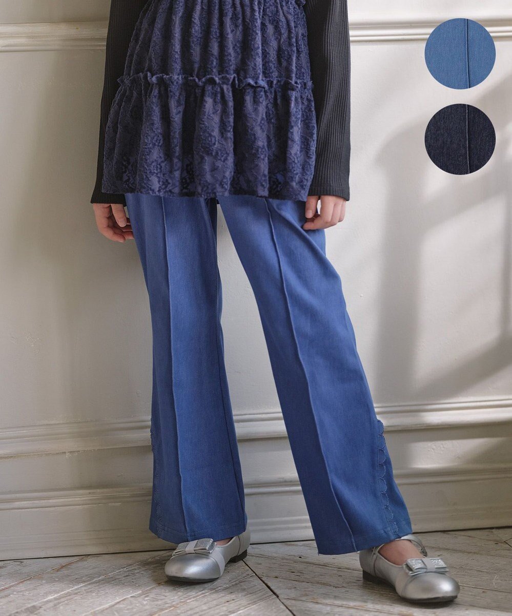 【組曲 / KIDS/KUMIKYOKU】の【110-140㎝】フレア デニムパンツ 人気、トレンドファッション・服の通販 founy(ファニー) 　ファッション　Fashion　キッズファッション　Fashion for Kids　ボトムス　Bottoms　カットソー　Cut and Sewn Top　シンプル　Simple, Minimal　ジャケット　Jacket, Outerwear　スカラップ　Scallop, Scalloped Edge　ストレッチ　Stretch, Stretchy Fabric　デニム　Denim, Jeans Material　フレア　Flare, Flared　エレガント 上品　Elegant　A/W・秋冬　Autumn/Winter　 other-1|ID: prp329100004727580 ipo3291000000034198851