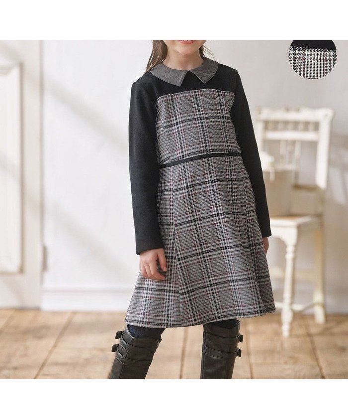 【組曲 / KIDS/KUMIKYOKU】の【110-140㎝】レディチェック ワンピース インテリア・キッズ・メンズ・レディースファッション・服の通販 founy(ファニー) https://founy.com/ ファッション Fashion キッズファッション Fashion for Kids ワンピース Dresses カットジャガード Cut Jacquard ダブル Double, Double-Breasted チェック Check, Plaid, Tartan ドッキング Docking, Mixed Material フェイス Face, Facial Design マーメイド Mermaid, Fishtail Silhouette モノトーン Monotone, Black and White 無地 Plain, Solid Color 冬 Winter / This Winter A/W・秋冬 Autumn/Winter エレガント 上品 Elegant |ID: prp329100004727581 ipo3291000000034180117