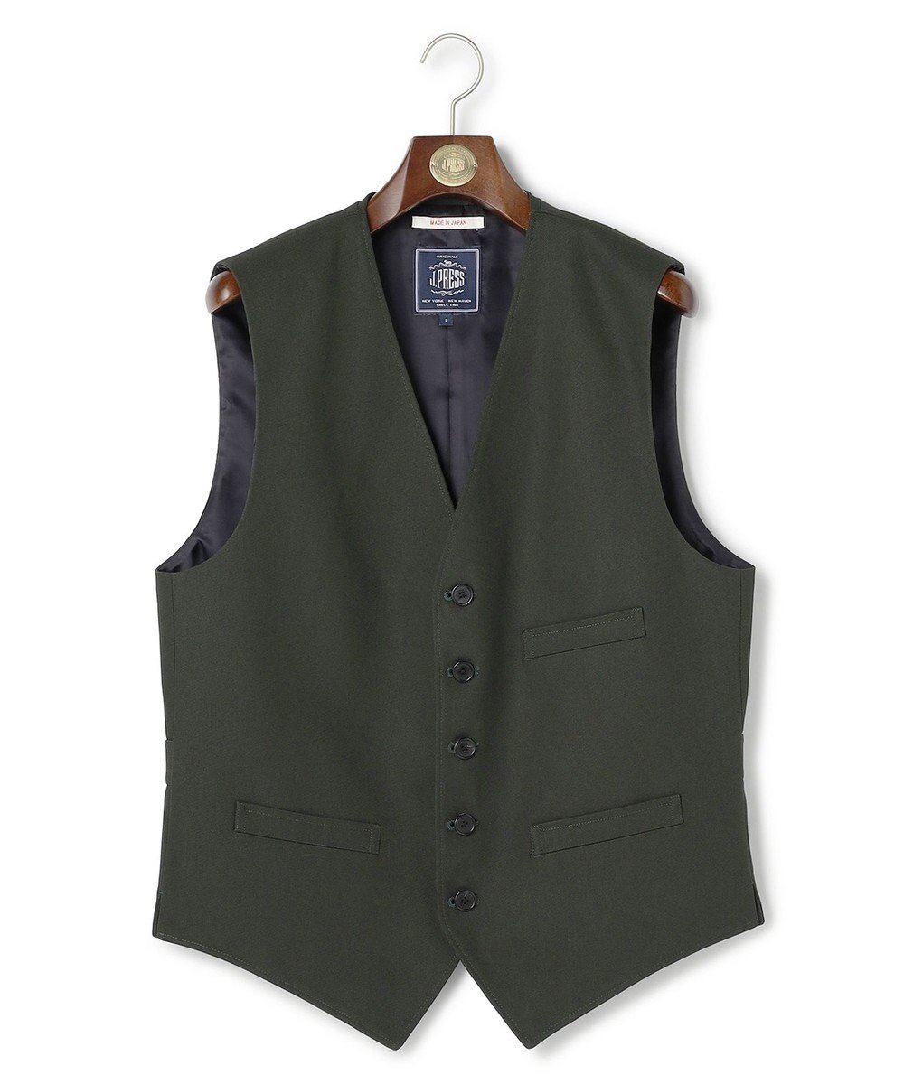 【ジェイ プレス/J.PRESS / MEN】の【J.PRESS ORIGINALS】Cotton Polyester Drill Over Odd Vest / Japan Made インテリア・キッズ・メンズ・レディースファッション・服の通販 founy(ファニー) 　ファッション　Fashion　メンズファッション　Fashion for Men　トップス・カットソー　Cut & Sew Tops　ベスト・ジレ　Vests & Gilets　バランス　Balance, Style Balance　ベスト　Vest, Waistcoat　ワンポイント　One Point, Statement Accent　A/W・秋冬　Autumn/Winter　ダークグリーン系|ID: prp329100004727614 ipo3291000000034243817