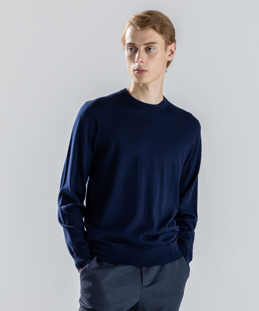 【ジョゼフ オム/JOSEPH HOMME / MEN】のウォッシャブルメリノ クルーネックニット インテリア・キッズ・メンズ・レディースファッション・服の通販 founy(ファニー) ファッション Fashion メンズファッション Fashion for Men トップス・カットソー Cut & Sew Tops ニット・セーター / 定番トップス Knit Tops & Sweaters セーター Sweater, Knitwear ベーシック Basic, Essential メランジ Melange, Mixed Yarn ロング Long, Long-Length エレガント 上品 Elegant 無地 Plain, Solid Color A/W・秋冬 Autumn/Winter ネイビー系|ID: prp329100004727618 ipo3291000000034188249