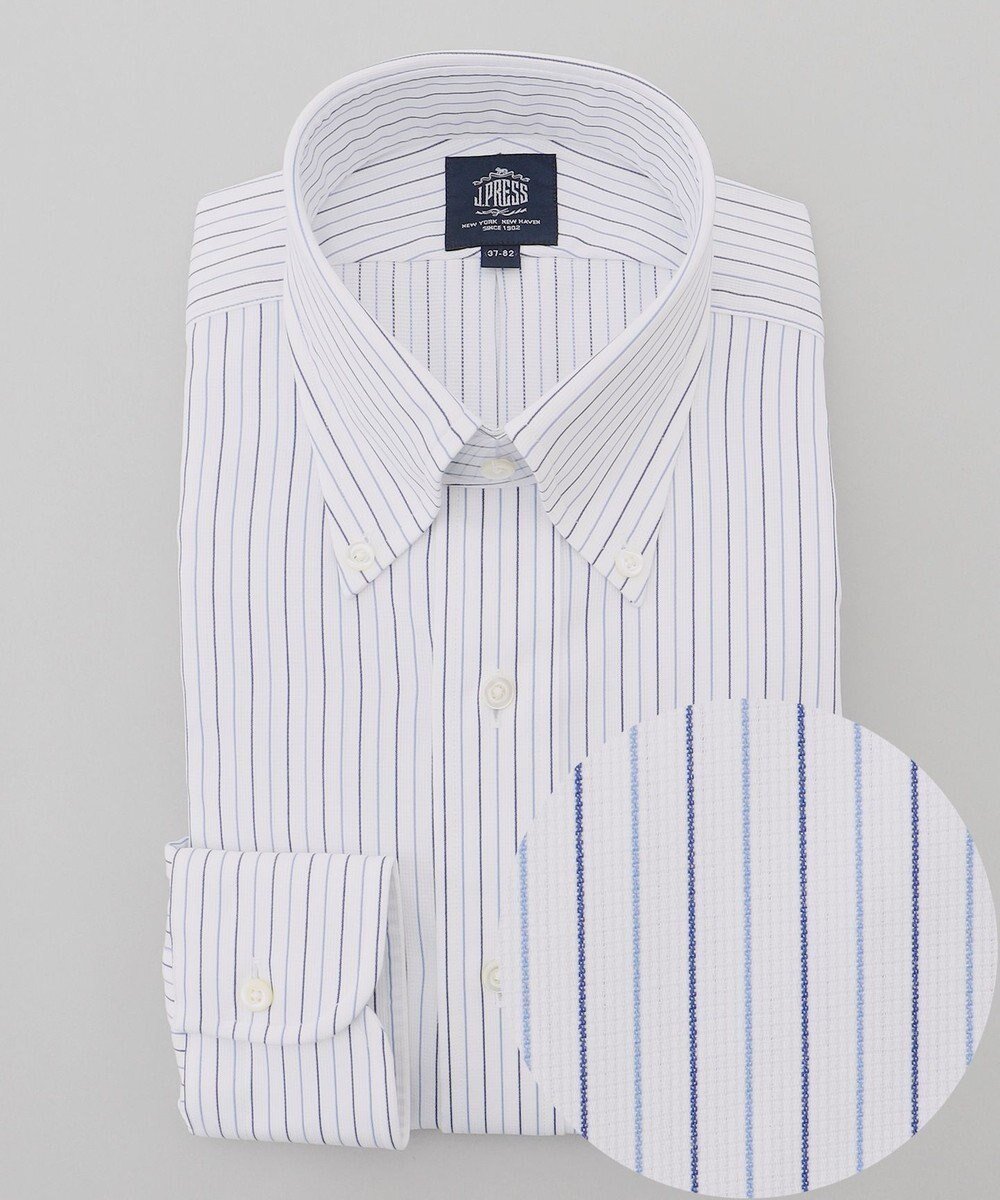 【ジェイ プレス/J.PRESS / MEN】の【PREMIUM PLEATS / 形態安定】スーピマコットンパナマストライプ ドレスシャツ / B.D. インテリア・キッズ・メンズ・レディースファッション・服の通販 founy(ファニー) 　ファッション　Fashion　メンズファッション　Fashion for Men　トップス・カットソー　Cut & Sew Tops　メンズシャツ　Shirts　カフス　Cuff Design　スーピマ　Supima, Premium Cotton　ドレス　Dress, One-Piece　プリーツ　Pleats, Pleated　プレミアム　Premium, High-End　メンズ　Men's, Menswear　A/W・秋冬　Autumn/Winter　S/S・春夏　SS, Spring/Summer, Warm Season　夏　Summer　ビジネス 仕事 通勤　Business / Work / Commuting　サックスブルー系1|ID: prp329100004727677 ipo3291000000034154942