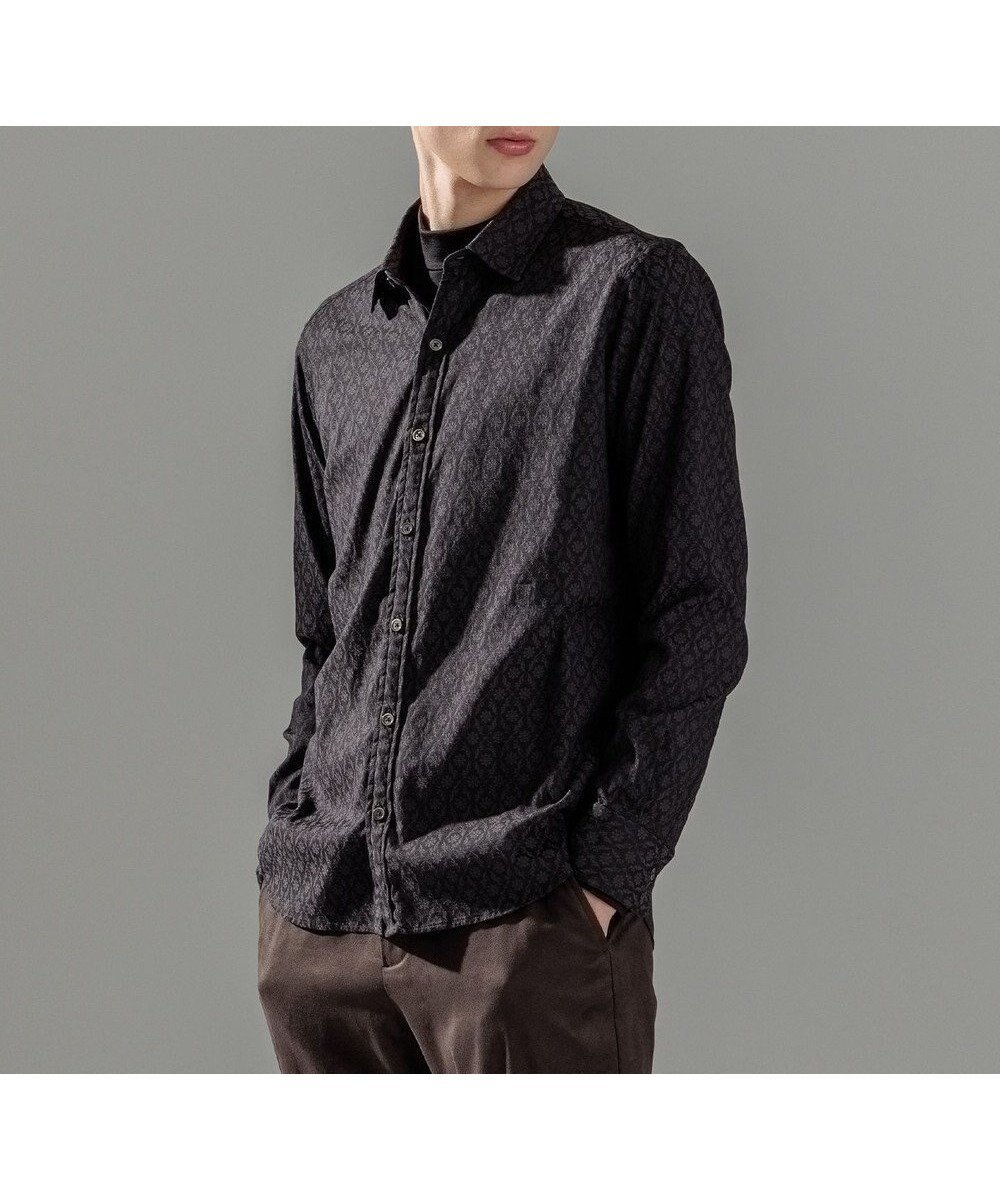【ジョゼフ オム/JOSEPH HOMME / MEN】のオーナメントジャガードストレッチ レギュラーカラーシャツ インテリア・キッズ・メンズ・レディースファッション・服の通販 founy(ファニー) 　ファッション　Fashion　メンズファッション　Fashion for Men　トップス・カットソー　Cut & Sew Tops　メンズシャツ　Shirts　インナー　Innerwear　シェイプ　Shape, Slim Fit　シンプル　Simple, Minimal　ジャケット　Jacket, Outerwear　ストレッチ　Stretch, Stretchy Fabric　ポケット　Pocket, Pocket Detail　エレガント 上品　Elegant　無地　Plain, Solid Color　A/W・秋冬　Autumn/Winter　長袖　Long Sleeve, Full Sleeve　グレー系|ID: prp329100004727680 ipo3291000000034154952