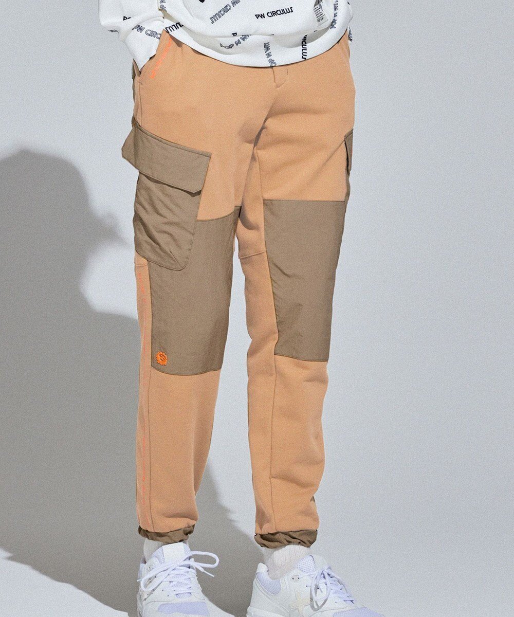 【ピーダブリュサーキュラス/PW CIRCULUS / MEN】の【MEN】裏毛カーゴジョガーパンツ インテリア・キッズ・メンズ・レディースファッション・服の通販 founy(ファニー) 　ファッション　Fashion　メンズファッション　Fashion for Men　ボトムス　Bottoms　コンビ　Combo, Combination Style　プリント　Print, Printed Pattern　A/W・秋冬　Autumn/Winter　ベージュ系|ID: prp329100004727686 ipo3291000000034154991