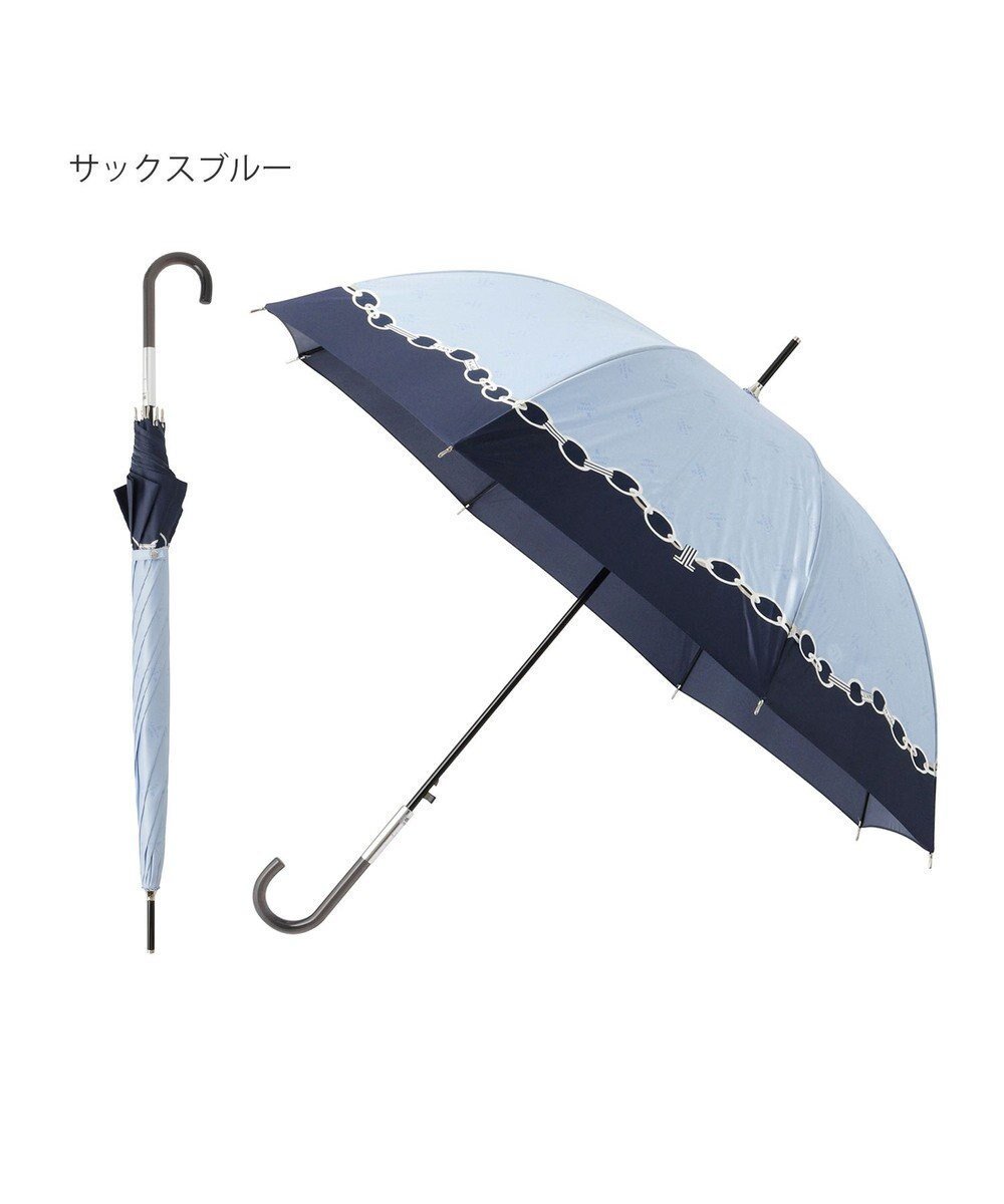 【ムーンバット/MOONBAT】のランバン オン ブルー 長傘 チェーン柄サテンジャガードプリント 耐風 インテリア・キッズ・メンズ・レディースファッション・服の通販 founy(ファニー) ファッション Fashion レディースファッション Fashion for Women レイングッズ・傘・晴雨兼用傘 Umbrellas & Rain Gear チェーン Chain, Chain Strap ミックス Mix, Mixed Style 傘 Umbrella, Parasol サックスブルー|ID: prp329100004727717 ipo3291000000034155398