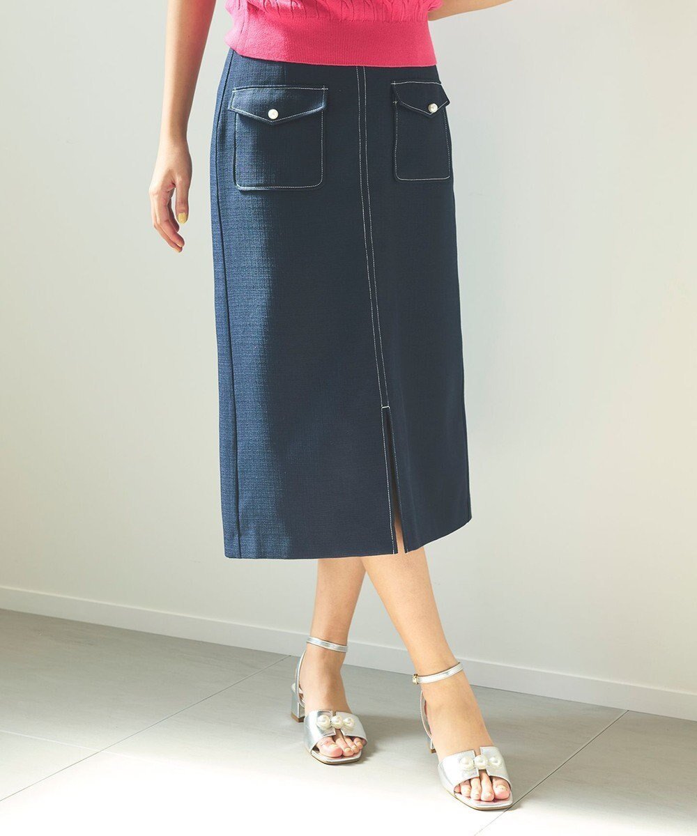 【フェルゥ/Feroux】の【新色追加・洗える】パールポイントフラップ スカート インテリア・キッズ・メンズ・レディースファッション・服の通販 founy(ファニー) 　ファッション　Fashion　レディースファッション　Fashion for Women　スカート　Skirts　シンプル　Simple, Minimal　スリット　Slit, Slit Detail　フラップ　Flap, Flap Pocket　フロント　Front, Front Design　ポケット　Pocket, Pocket Detail　ワーク　Workwear, Utility Style　夏　Summer　春　Spring　S/S・春夏　SS, Spring/Summer, Warm Season　洗える　Machine Washable　ネイビー系|ID: prp329100004727719 ipo3291000000034155427