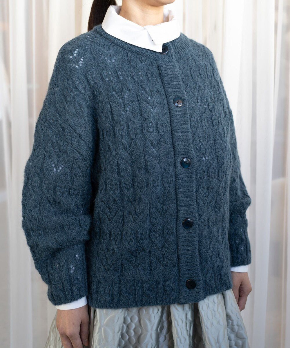 【ムーク/muuc】のアルパカモヘヤ模様編みカーディガン インテリア・キッズ・メンズ・レディースファッション・服の通販 founy(ファニー) ファッション Fashion レディースファッション Fashion for Women トップス・カットソー Cut & Sew Tops カーディガン・羽織り Layered Style Cardigans カーディガン Cardigan, Knitwear デニム Denim, Jeans Material なめらか Smooth, Silky Texture バランス Balance, Style Balance ワイド Wide, Wide Fit 冬 Winter / This Winter A/W・秋冬 Autumn/Winter エレガント 上品 Elegant ビジネス 仕事 通勤 Business / Work / Commuting ブルーグレー|ID: prp329100004727726 ipo3291000000034155554