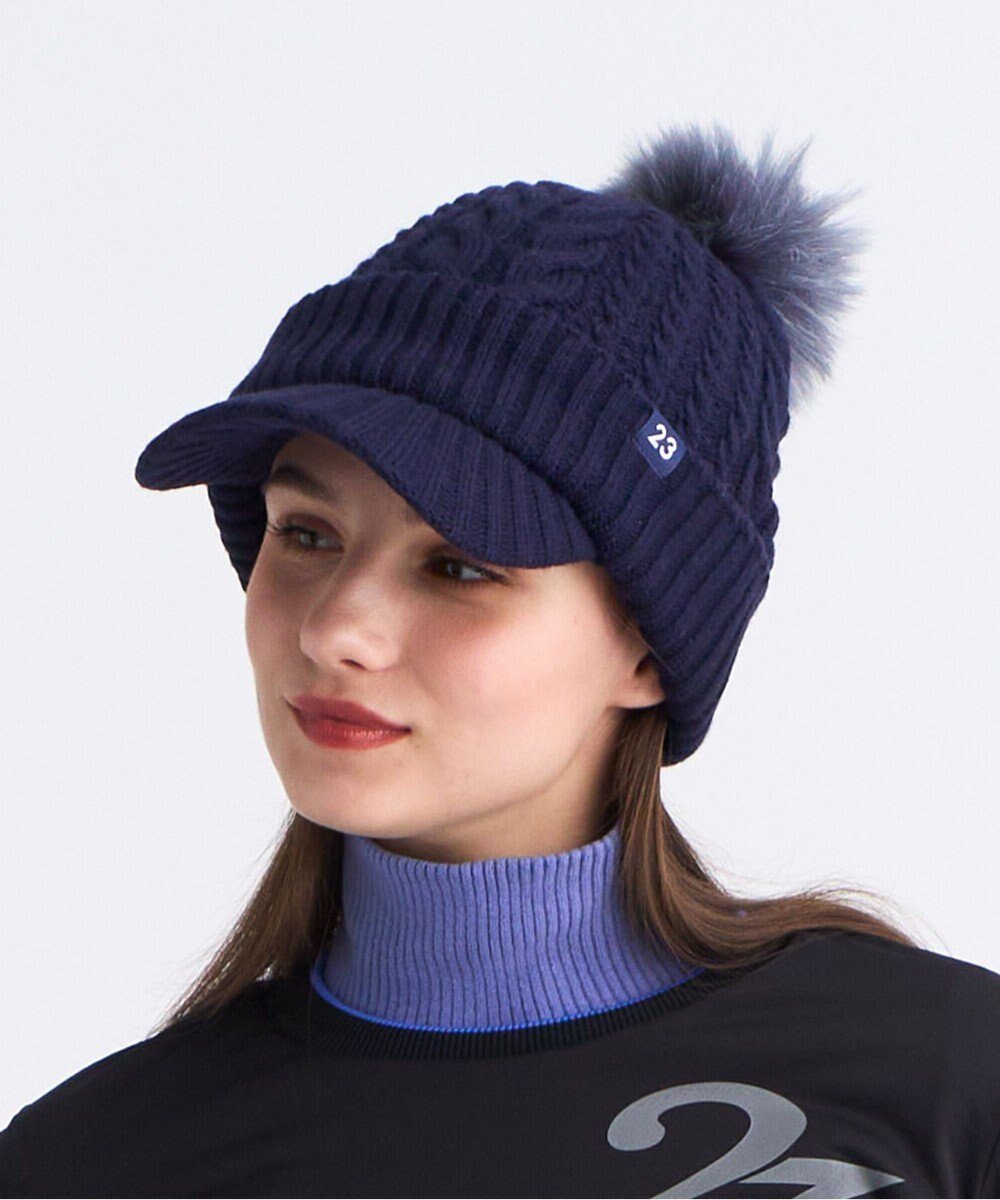 【23区 ゴルフ/NIJYUSANKU GOLF】の【WOMEN】ニットキャップ インテリア・キッズ・メンズ・レディースファッション・服の通販 founy(ファニー) 　ファッション　Fashion　レディースファッション　Fashion for Women　トップス・カットソー　Cut & Sew Tops　ニット　Knit Tops & Sweaters　キャップ&ハット　Hats & Caps　キャップ　Cap, Baseball Cap　スポーティ　Sporty, Casual Athletic　フィット　Fit, Slim Fit　人気　Popular, Best Seller　冬　Winter / This Winter　定番　Standard, Basic Item　帽子　Hat, Headwear　洗える　Machine Washable　ネイビー系|ID: prp329100004727746 ipo3291000000034378323