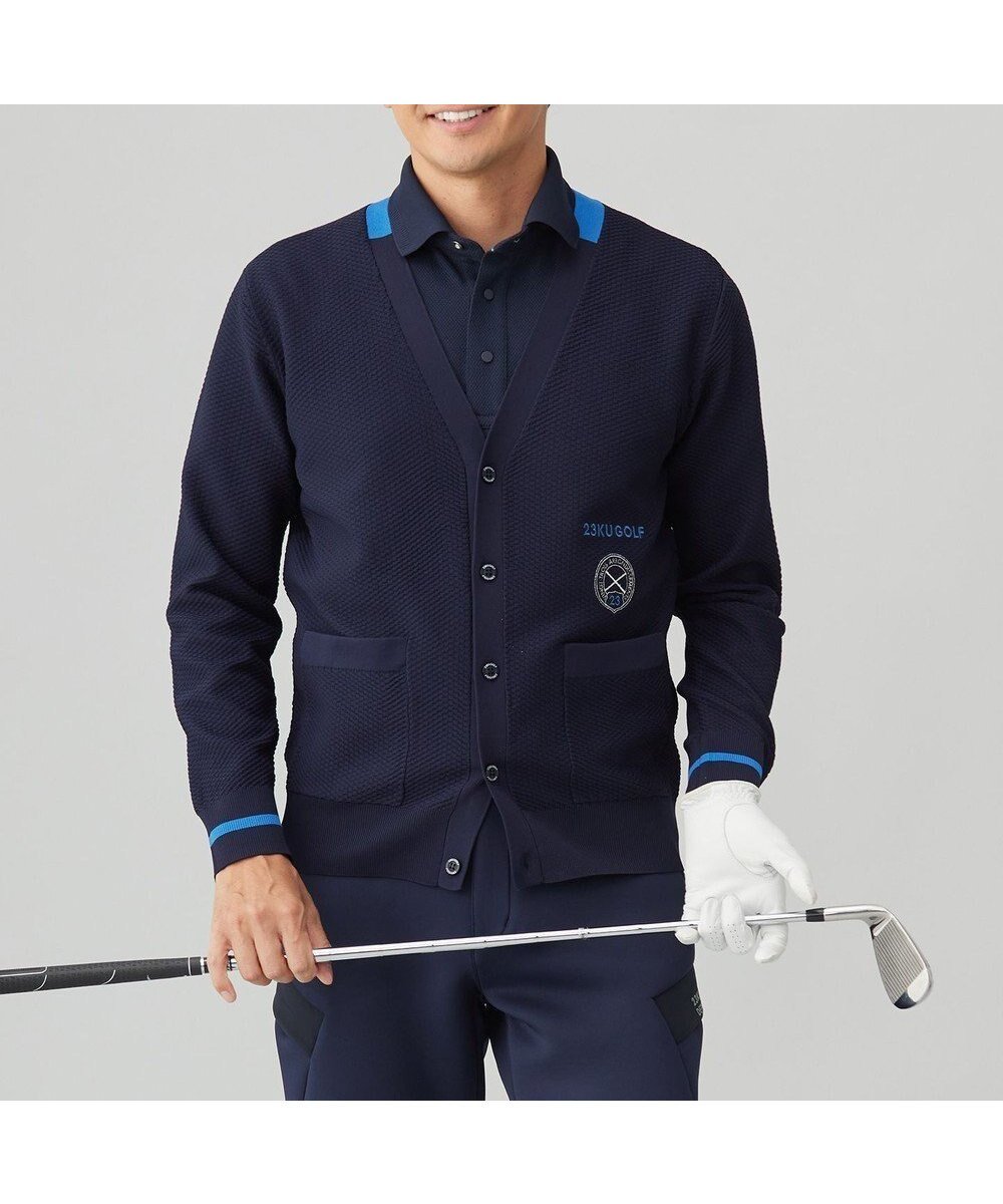 【23区 ゴルフ/23区GOLF / MEN】の【MEN】【ウォッシャブル】ニットカーデガン 軽く羽織れて動きやすい 日常使いに便利 インテリア・キッズ・メンズ・レディースファッション・服の通販 founy(ファニー) 　ファッション　Fashion　メンズファッション　Fashion for Men　トップス・カットソー　Cut & Sew Tops　ニット・セーター / 定番トップス　Knit Tops & Sweaters　ウォッシャブル　Machine Washable　カーディガン　Cardigan, Knitwear　グラフィック　Graphic, Graphic Design　セーター　Sweater, Knitwear　洗える　Machine Washable　A/W・秋冬　Autumn/Winter　軽量　Lightweight, Ultra Light　ネイビー系|ID: prp329100004729845 ipo3291000000034168649