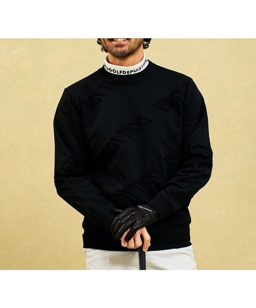 【23区 ゴルフ/23区GOLF / MEN】の【MEN】【ウォッシャブル】シワになりにくいイージーケアなロゴスポーツニット インテリア・キッズ・メンズ・レディースファッション・服の通販 founy(ファニー) 　ファッション　Fashion　メンズファッション　Fashion for Men　トップス・カットソー　Cut & Sew Tops　ニット・セーター / 定番トップス　Knit Tops & Sweaters　ウォッシャブル　Machine Washable　シンプル　Simple, Minimal　ジャカード／ジャガード　Jacquard, Woven Pattern　スポーツ　Sports, Activewear　セーター　Sweater, Knitwear　パターン　Pattern, Design Print　モックネック　Mock Neck, Short Turtleneck　夏　Summer　春　Spring　S/S・春夏　SS, Spring/Summer, Warm Season　軽量　Lightweight, Ultra Light　ブラック系|ID: prp329100004729862 ipo3291000000034168706