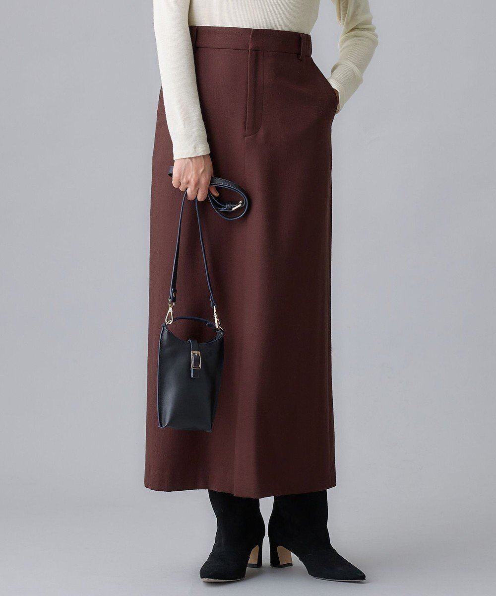 【自由区/JIYU-KU】のウールサキソニー スカート インテリア・キッズ・メンズ・レディースファッション・服の通販 founy(ファニー) 　ファッション　Fashion　レディースファッション　Fashion for Women　スカート　Skirts　ストレッチ　Stretch, Stretchy Fabric　ストレート　Straight, Straight Cut　スリット　Slit, Slit Detail　センター　Center, Center Line　A/W・秋冬　Autumn/Winter　ダークブラウン系|ID: prp329100004729890 ipo3291000000034168790
