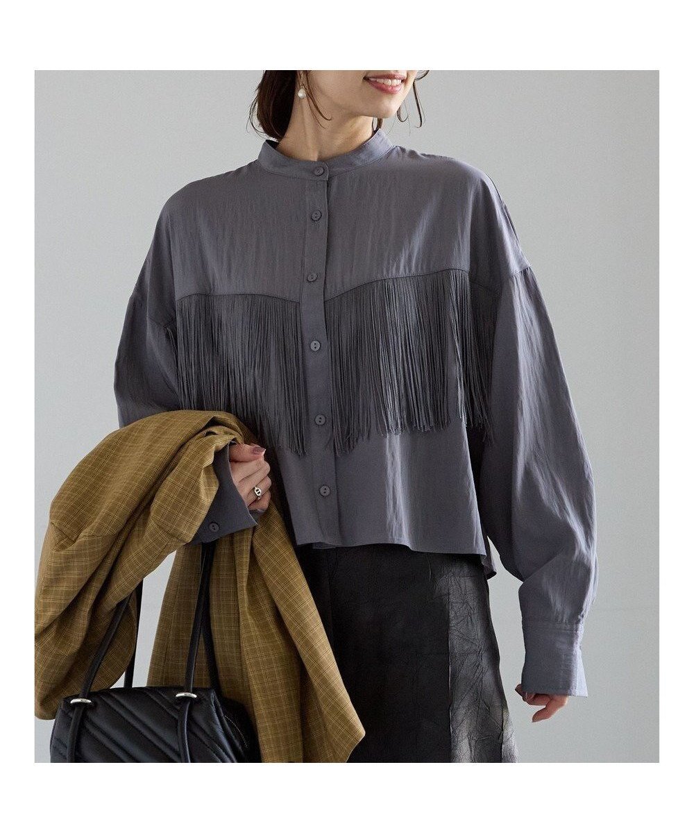 【テチチ/Te chichi】のフリンジショートシャツ《2025Autumn catalog vol.2 item》 インテリア・キッズ・メンズ・レディースファッション・服の通販 founy(ファニー) ファッション Fashion レディースファッション Fashion for Women トップス・カットソー Cut & Sew Tops シャツ・ブラウス・オフィスカジュアル Elegant Blouses & Button-Ups 2025年 2025 2025-2026秋冬・A/W Autumn/Winter 2025–26 AW25–26 ショート Short, Short Length トレンド Trend, Trending Now フリンジ Fringe, Tassel ボトム Bottoms, Lower Wear 夏 Summer S/S・春夏 SS, Spring/Summer, Warm Season A/W・秋冬 Autumn/Winter グレー|ID: prp329100004729900 ipo3291000000034313426