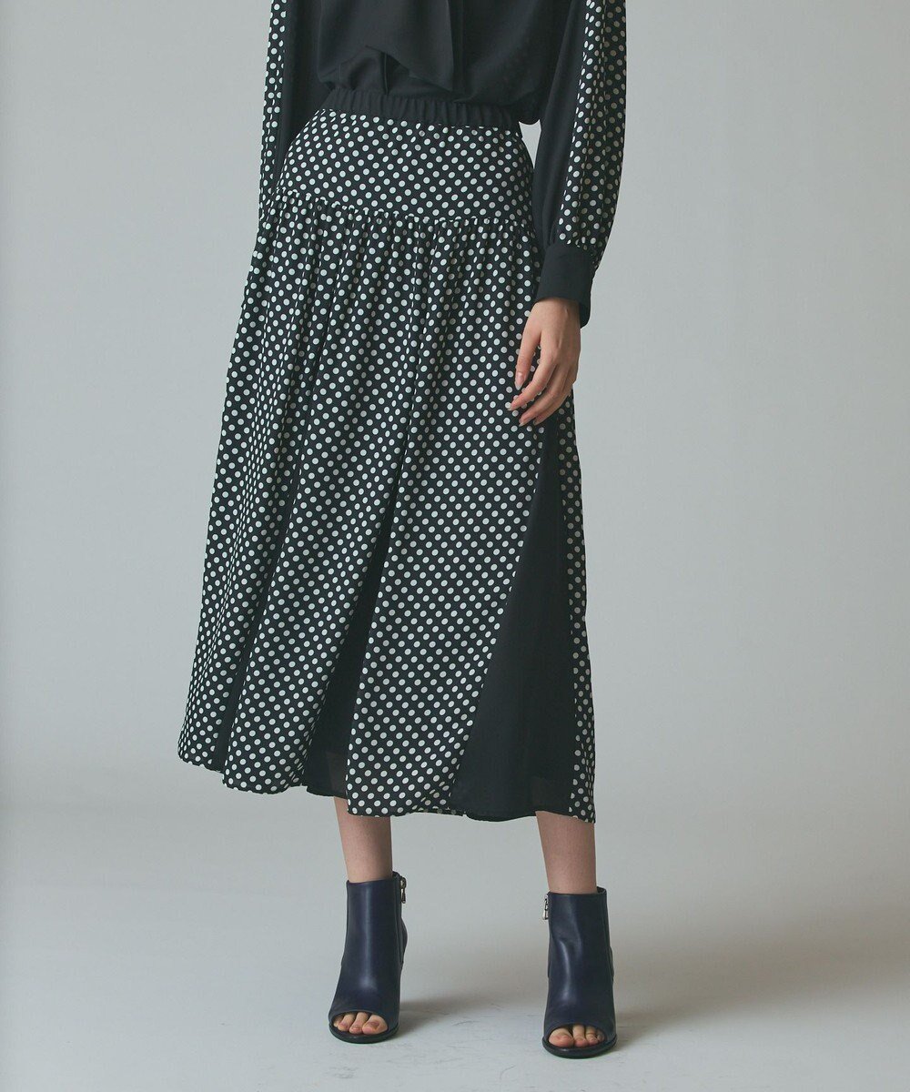 【グレース コンチネンタル/GRACE CONTINENTAL】のドットコンビスカート インテリア・キッズ・メンズ・レディースファッション・服の通販 founy(ファニー) ファッション Fashion レディースファッション Fashion for Women スカート Skirts ギャザー Gathered, Ruffled クラシカル Classical, Vintage-Inspired セットアップ Set-Up, Coordinated Outfit ツイル Twist, Twisted Detail ドット Polka Dot, Dot Pattern ドレープ Drape, Draping Fabric プリント Print, Printed Pattern 無地 Plain, Solid Color A/W・秋冬 Autumn/Winter ブラック|ID: prp329100004729906 ipo3291000000034313390