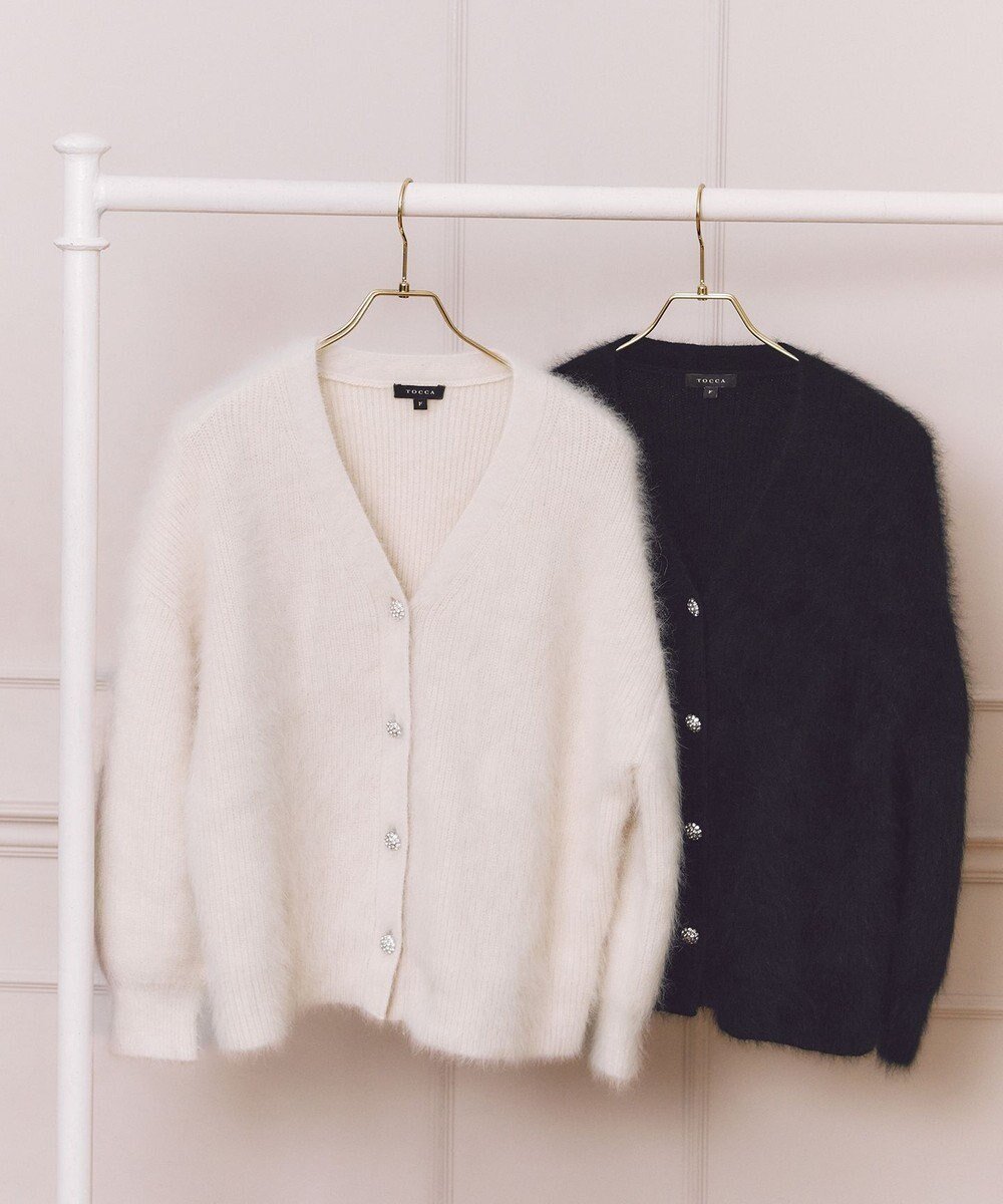 【トッカ/TOCCA】の【百田夏菜子さん着用】CANDY FLOSS KNIT カーディガン インテリア・キッズ・メンズ・レディースファッション・服の通販 founy(ファニー) 　ファッション　Fashion　レディースファッション　Fashion for Women　トップス・カットソー　Cut & Sew Tops　ニット　Knit Tops & Sweaters　カーディガン・羽織り　Layered Style Cardigans　アクセサリー　Fashion Accessories　アンゴラ　Angora Knitwear　カーディガン　Cardigan, Knitwear　シンプル　Simple, Minimal　ドレス　Dress, One-Piece　なめらか　Smooth, Silky Texture　バランス　Balance, Style Balance　フロント　Front, Front Design　ミドル　Middle Length, Mid Height　A/W・秋冬　Autumn/Winter　冬　Winter / This Winter　夏　Summer　エレガント 上品　Elegant　2025年　2025　2025-2026秋冬・A/W　Autumn/Winter 2025–26 AW25–26　ブラック系|ID: prp329100004729914 ipo3291000000034567749