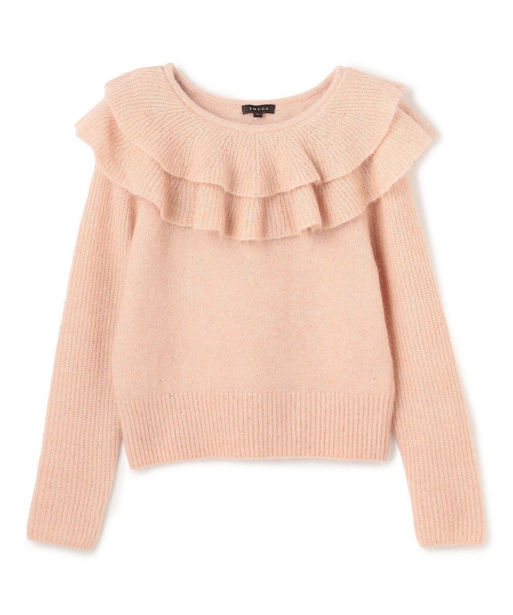 【トッカ/TOCCA】の【百田夏菜子さん着用】ROMANTIC FLUTTER ニットプルオーバー 人気、トレンドファッション・服の通販 founy(ファニー) 　ファッション　Fashion　レディースファッション　Fashion for Women　トップス・カットソー　Cut & Sew Tops　ニット　Knit Tops & Sweaters　カジュアルプルオーバー・ニットトップス　Pullovers & Knit Tops / Casual Pullovers　2025年　2025　2025-2026秋冬・A/W　Autumn/Winter 2025–26 AW25–26　冬　Winter / This Winter　スパンコール　Sequins, Sequin Embellishment　セーター　Sweater, Knitwear　フェミニン　Feminine, Girly　フリル　Frill, Ruffle　ロマンティック　Romantic, Feminine Style　夏　Summer　A/W・秋冬　Autumn/Winter　 other-1|ID: prp329100004729916 ipo3291000000034203715