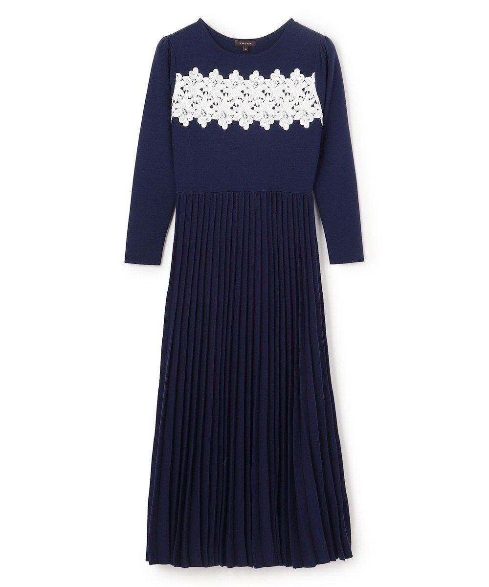 【トッカ/TOCCA】の【洗える】NIGHT PETAL ニットドレス インテリア・キッズ・メンズ・レディースファッション・服の通販 founy(ファニー) 　ファッション　Fashion　レディースファッション　Fashion for Women　ワンピース　Dresses　フォーマル・パーティードレス・結婚式用ドレス　Elegant & Casual Dresses　ニットワンピース　Knit Dresses　洗える　Machine Washable　シンプル　Simple, Minimal　ドレス　Dress, One-Piece　プリーツ　Pleats, Pleated　レース　Lace, Lace Fabric　A/W・秋冬　Autumn/Winter　冬　Winter / This Winter　新作・新入荷　New Arrivals / New In　エレガント 上品　Elegant　2025年　2025　2025-2026秋冬・A/W　Autumn/Winter 2025–26 AW25–26　ネイビー系|ID: prp329100004729917 ipo3291000000034168938