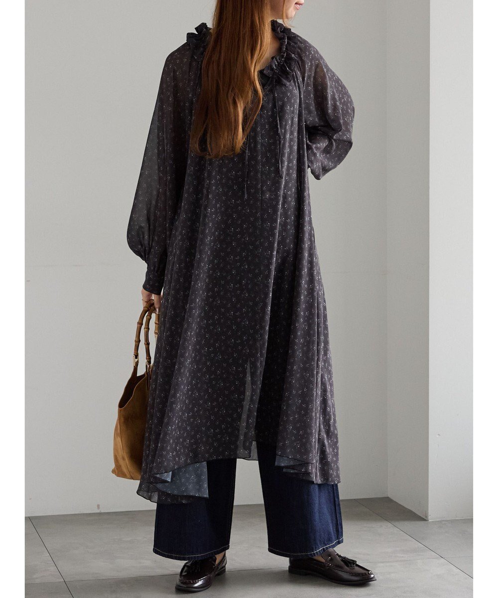 【テチチ/Te chichi】のフラワーシフォンフリルネックドレス インテリア・キッズ・メンズ・レディースファッション・服の通販 founy(ファニー) 　ファッション　Fashion　レディースファッション　Fashion for Women　ワンピース　Dresses　フォーマル・パーティードレス・結婚式用ドレス　Elegant & Casual Dresses　シャーリング　Shirring, Ruched　ドレス　Dress, One-Piece　ドレープ　Drape, Draping Fabric　ビッグ　Big, Oversized　フェミニン　Feminine, Girly　フリル　Frill, Ruffle　エレガント 上品　Elegant　夏　Summer　S/S・春夏　SS, Spring/Summer, Warm Season　A/W・秋冬　Autumn/Winter　ブラック|ID: prp329100004729975 ipo3291000000036177428